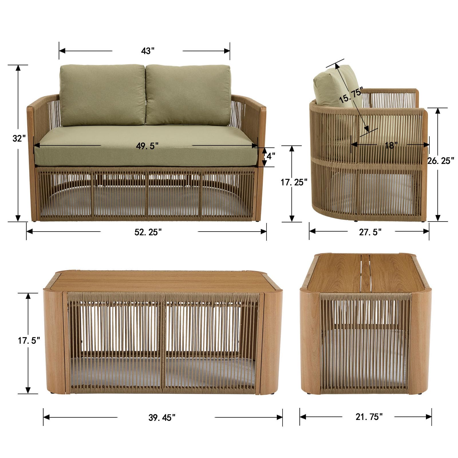 Janoray Woven Rope Outdoor Armchair Set of 2 - 1621AC