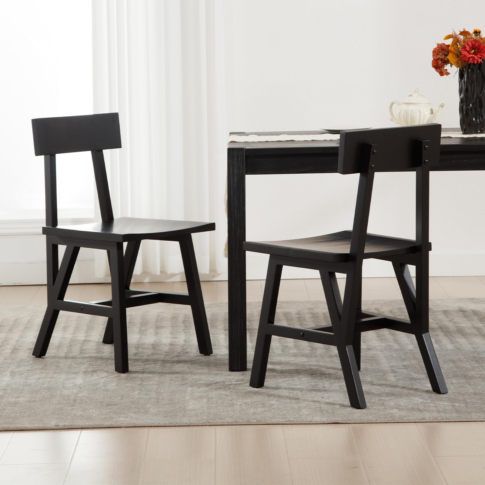 Kmax Oak Wood Dining Chairs Set of 4 - X016DC