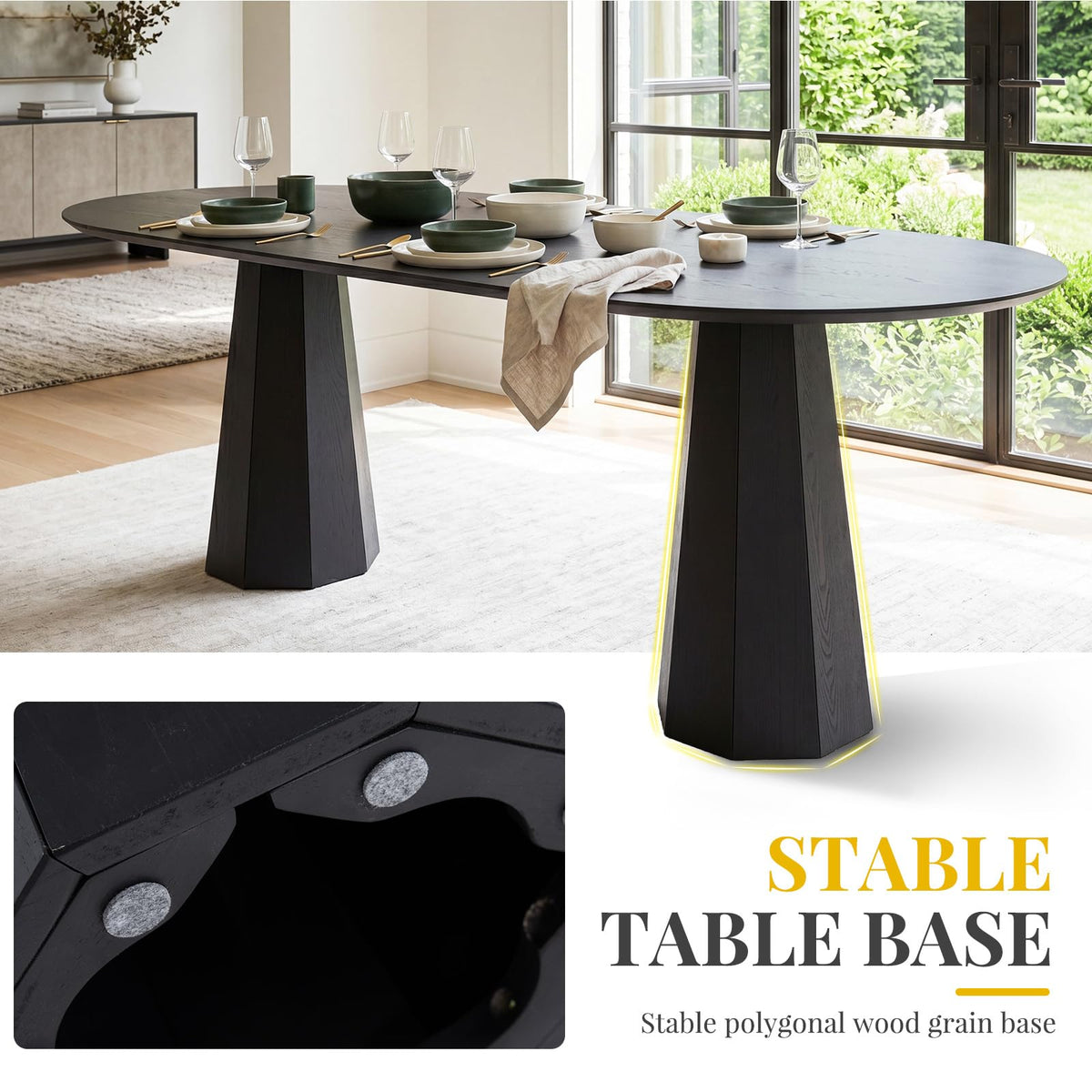 71" Oval Farmhouse Pedestal Dining Table for 6-8