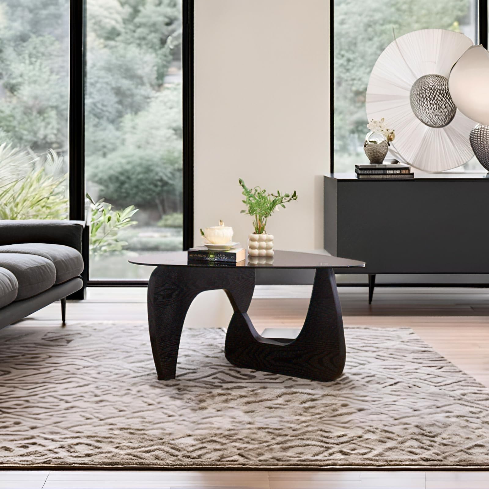 ROCITY Modern Triangle Center Glass Coffee Table - 7736CT