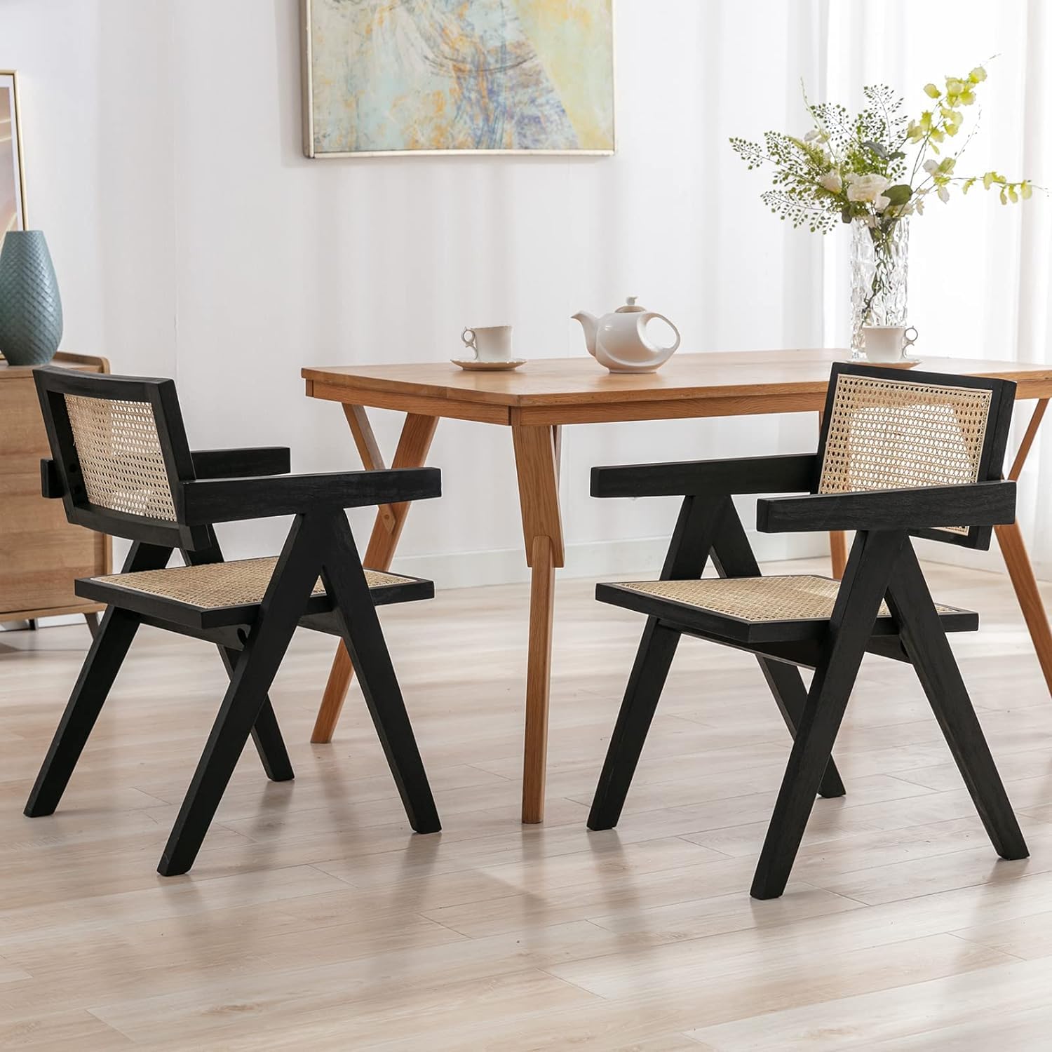 VESCASA Cane Back Dining Chairs Set of 2 - 1844DC