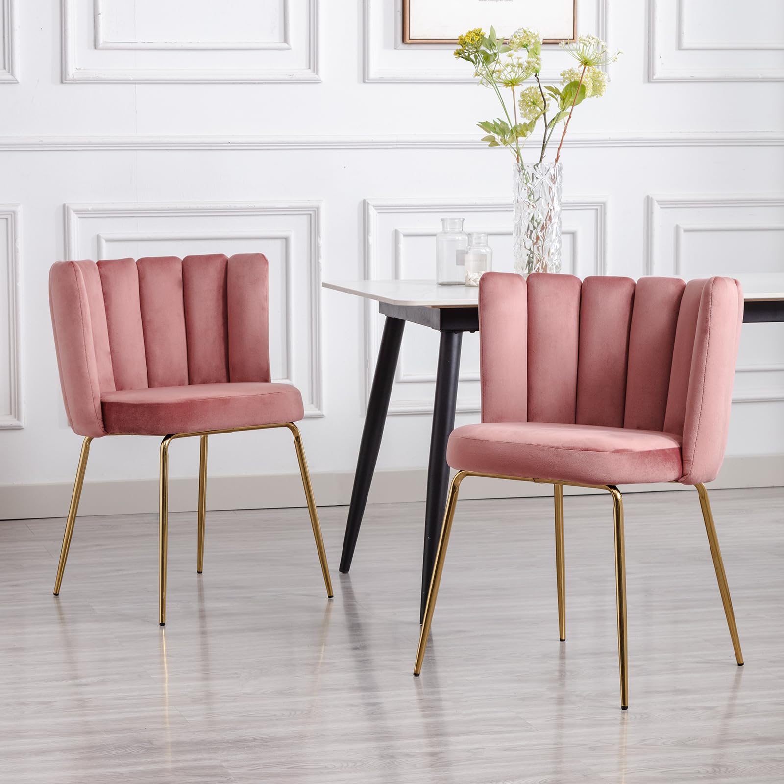 CHICAURA Modern Metal Legs Dining Chairs Set of 2 - 9029DC