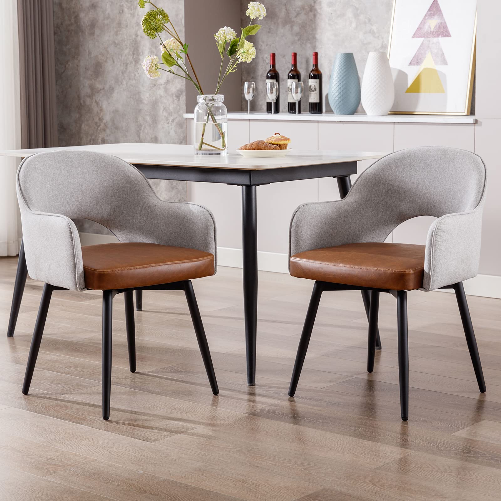 Janoray Swivel Kitchen Dining Chairs Set of 2 - 19027DC
