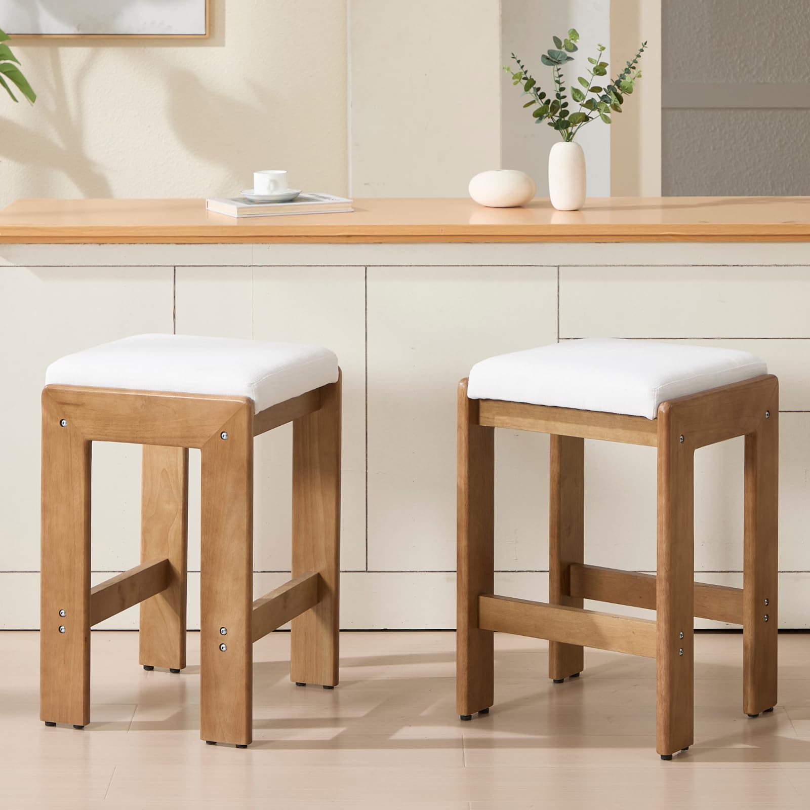 CIMOTA 26-inch Farmhouse Saddle Seat Bar Stools Set of 2 - 5852CS