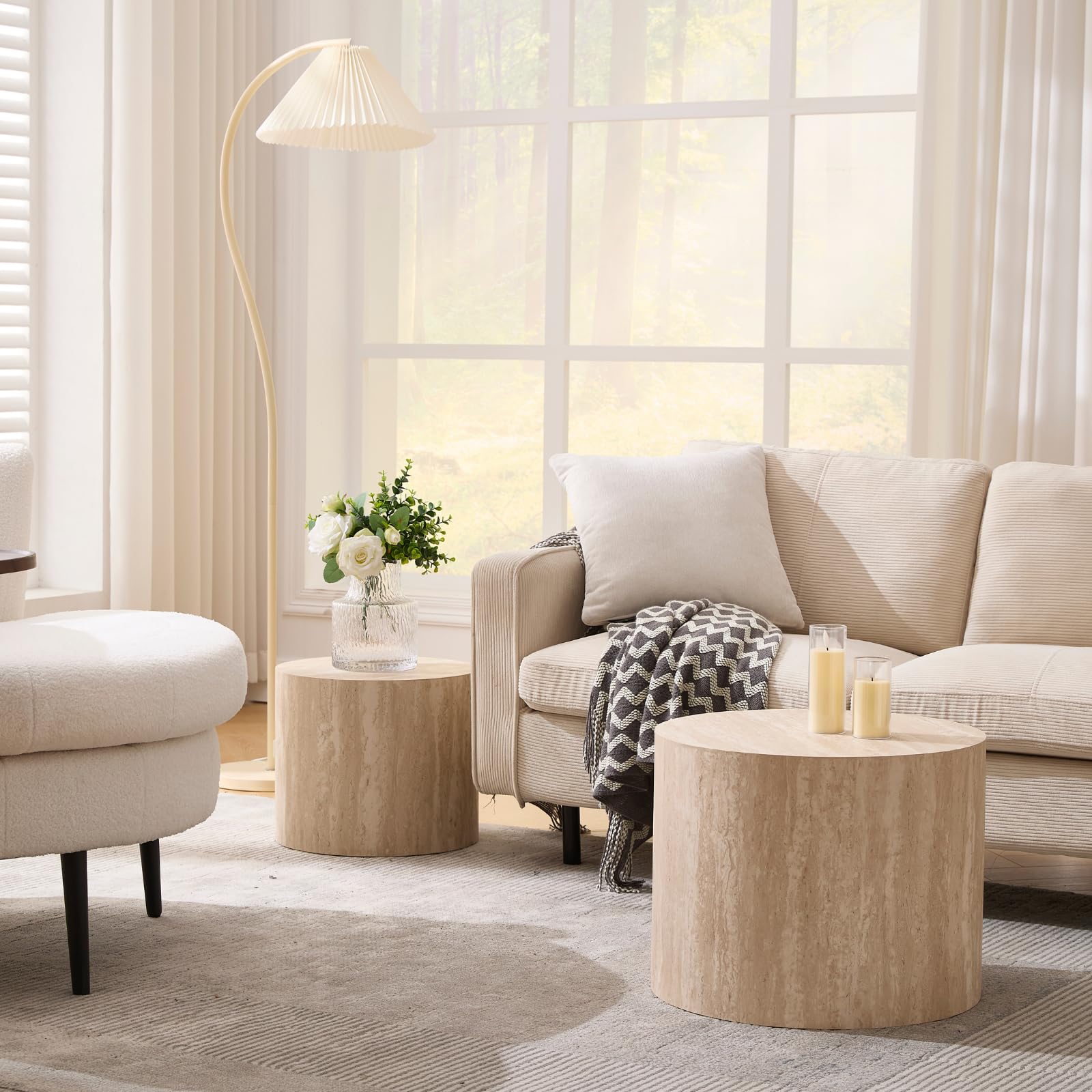 CIMOTA Round Wood Nesting Coffee Table Set of 2 - 24060CT