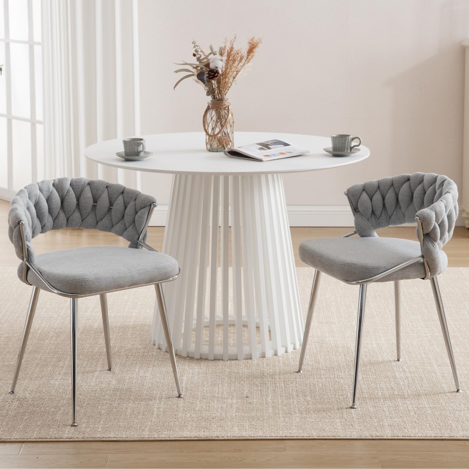CHICAURA Woven Velvet Dining Chairs Set of 2 - 1561DC