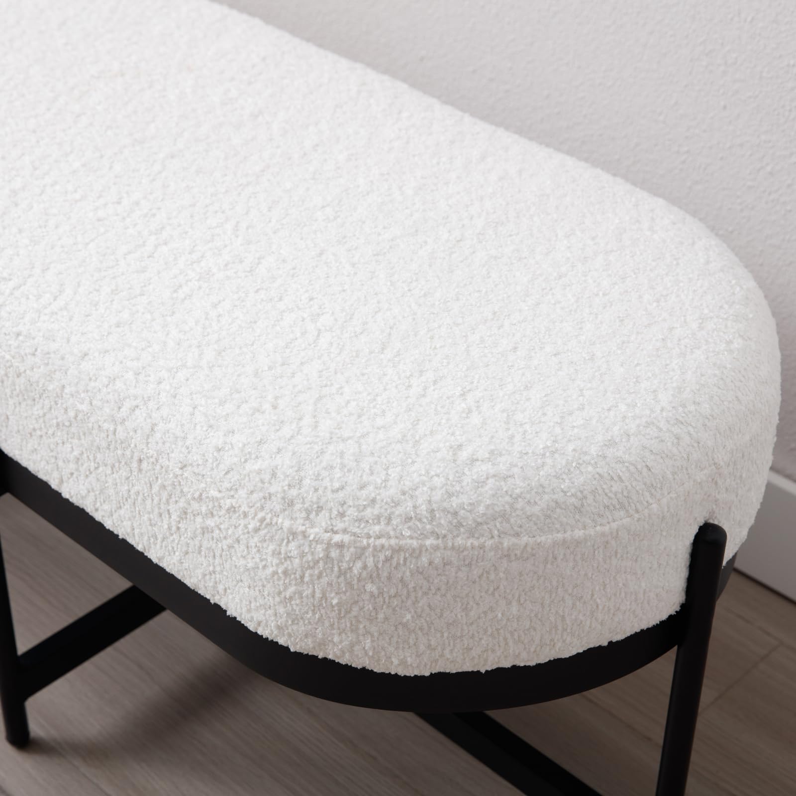 ROCITY 55" Modern Entryway Bench with Black Metal - 1012BH