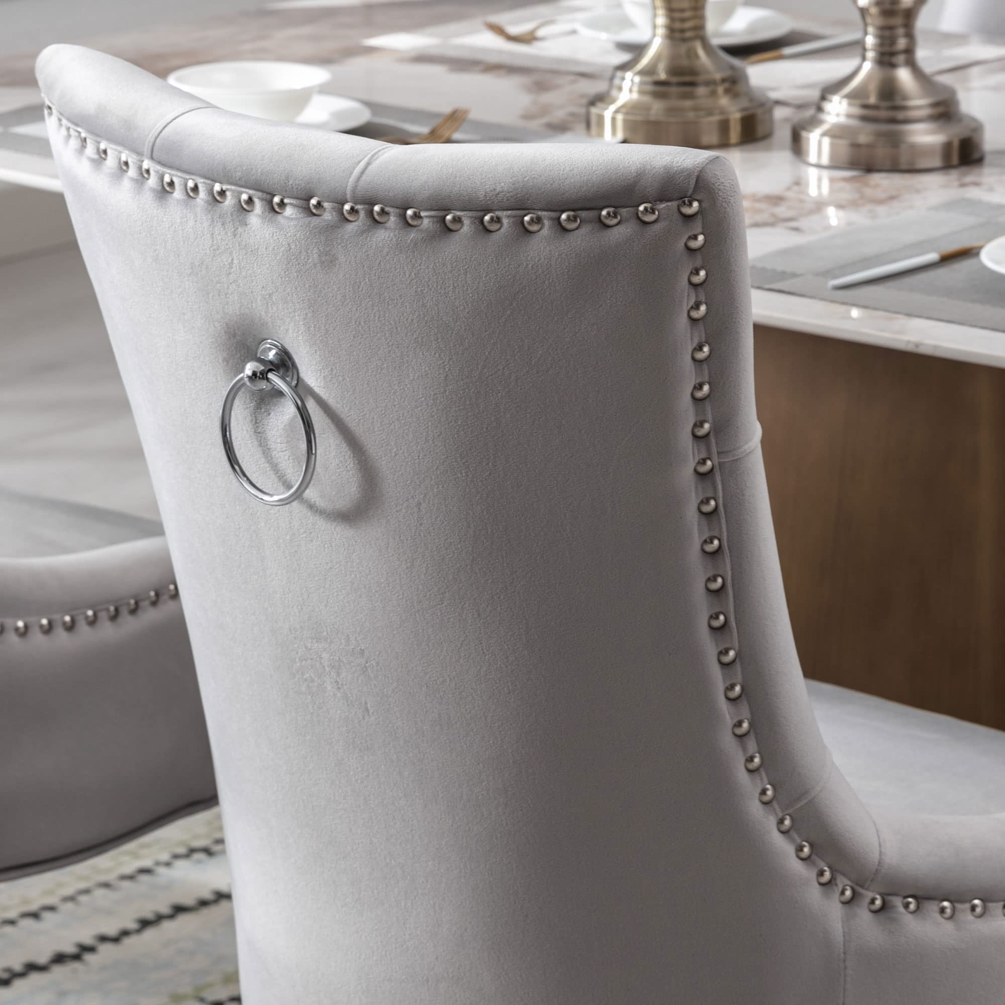 Kmax Tufted Velvet Kitchen Chairs Set of 2 - 8338DC