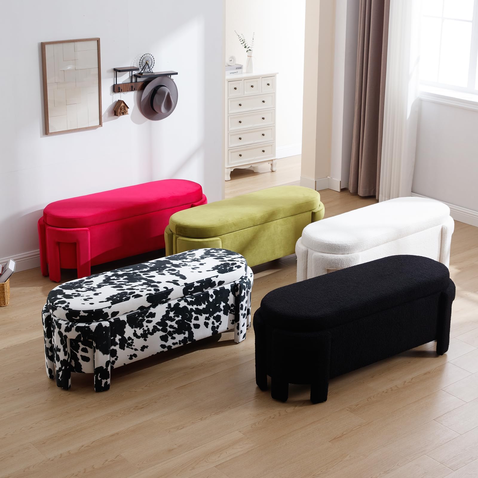 ROCITY Modern Velvet Storage Entryway Bench - 2630BH