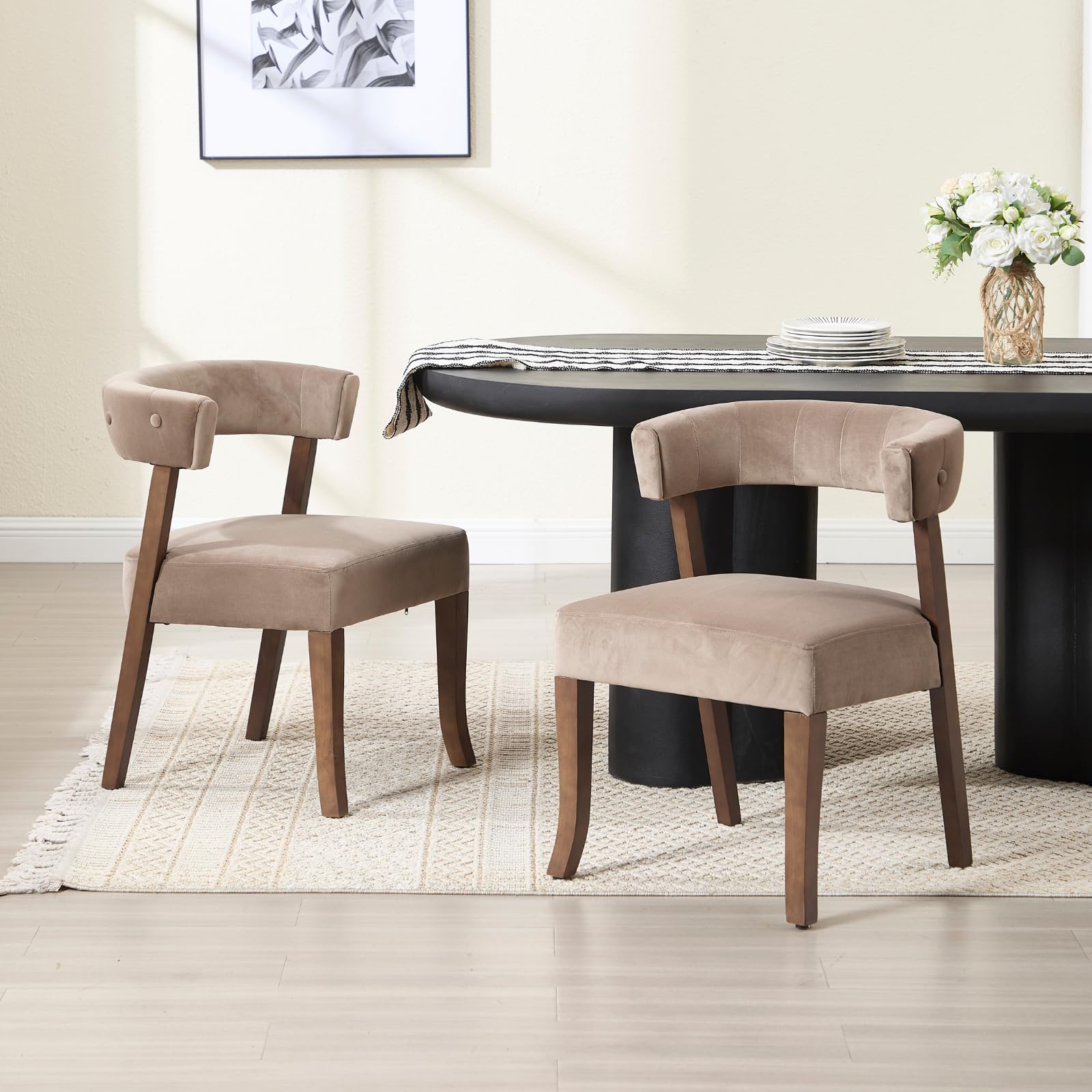 ZH4YOU Armless Curved Back Dining Chairs Set of 2 - 10041DC