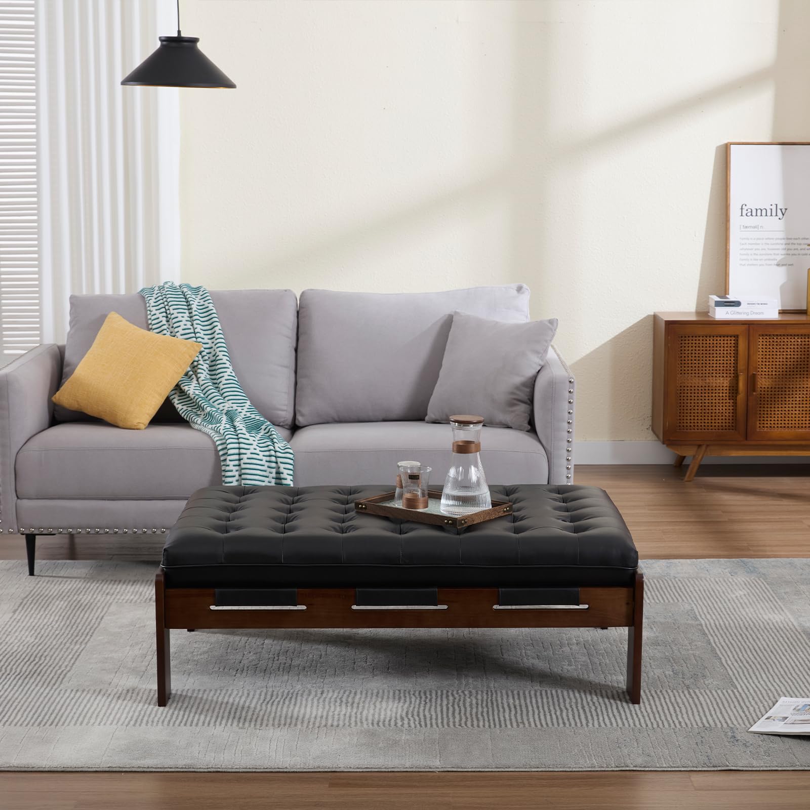 Kmax Leather Ottoman Coffee Table - 63051 & 6305CT