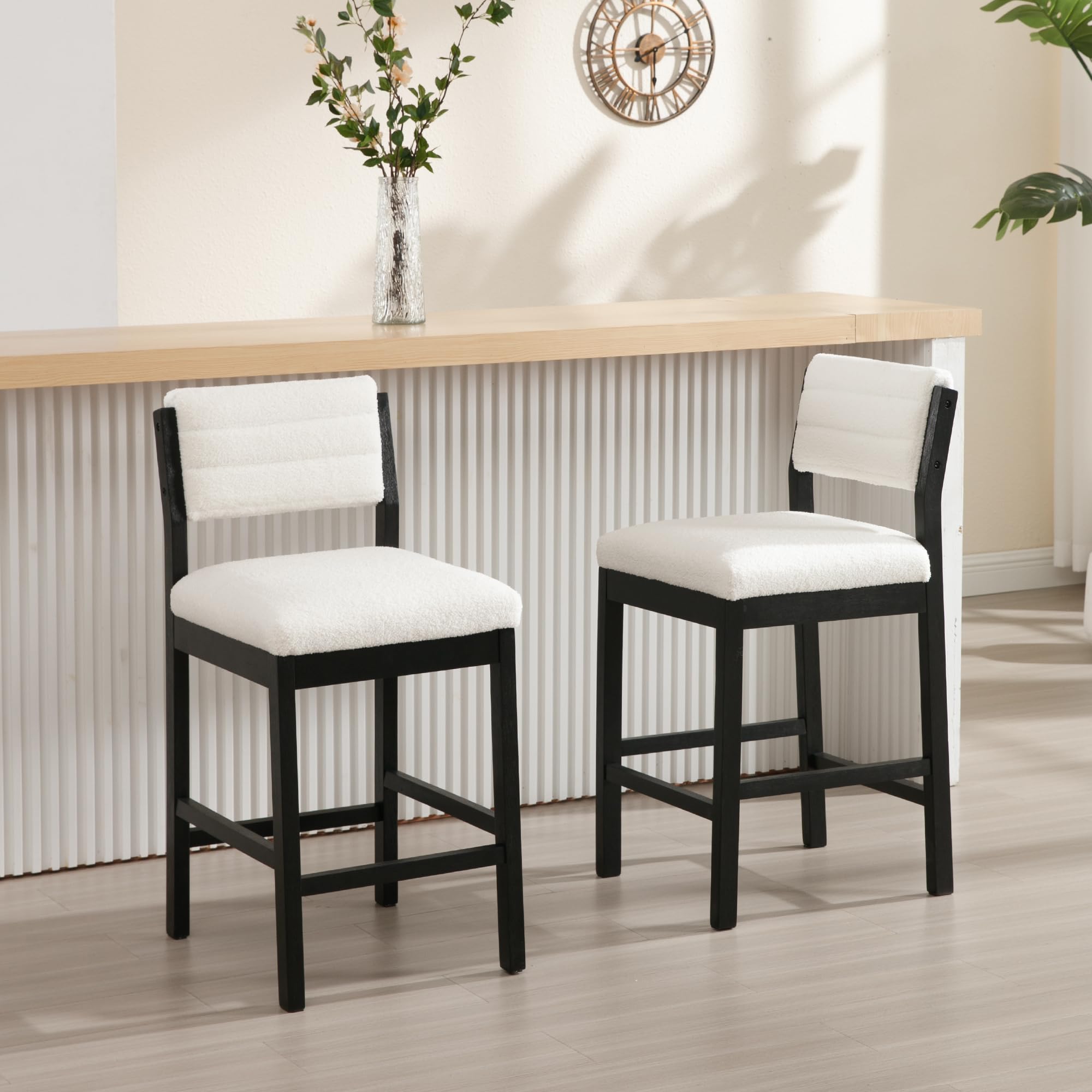 ROCITY 26"H Farmhouse Armless Bar Stools Set of 2 - 5801CS