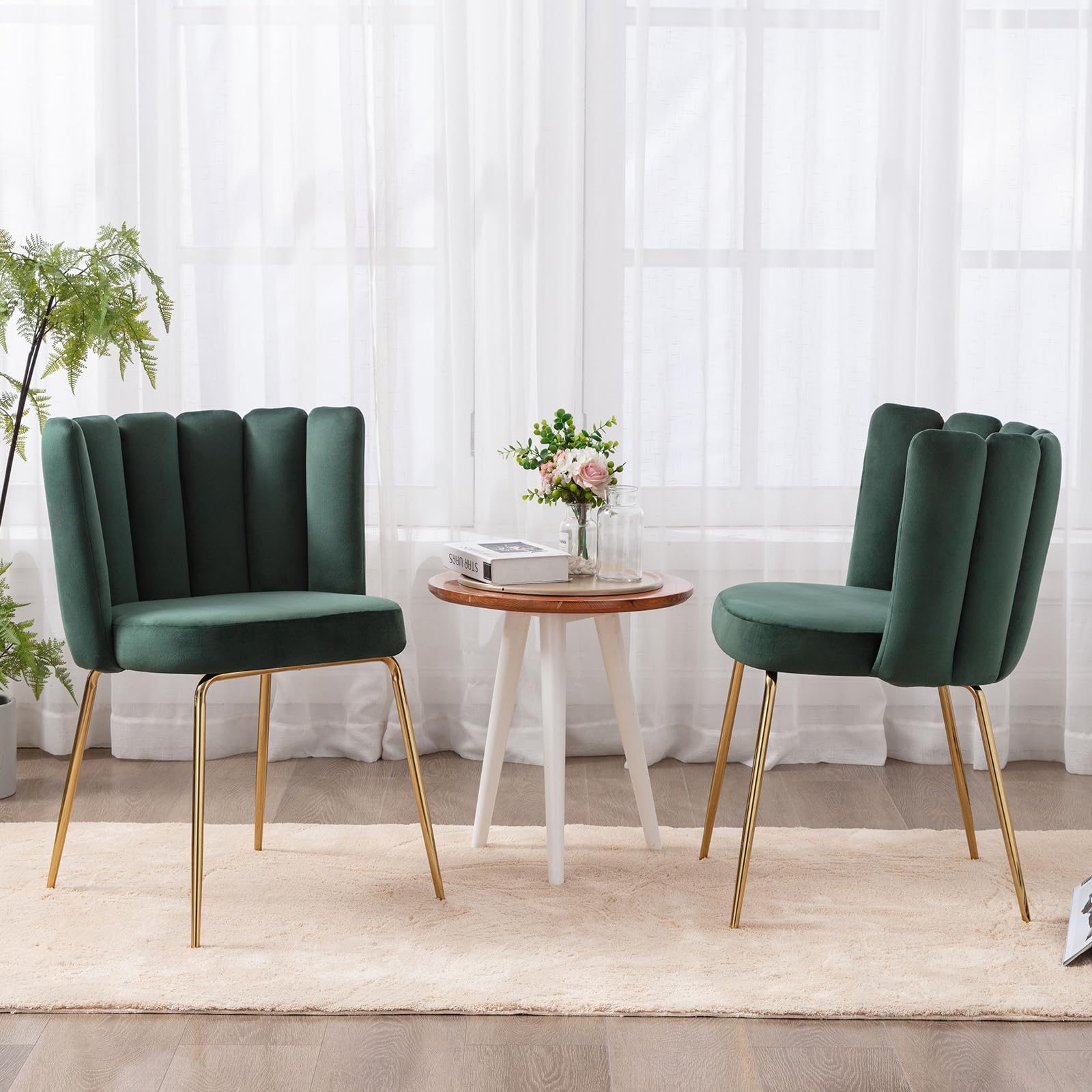 CHICAURA Modern Metal Legs Dining Chairs Set of 2 - 9029DC