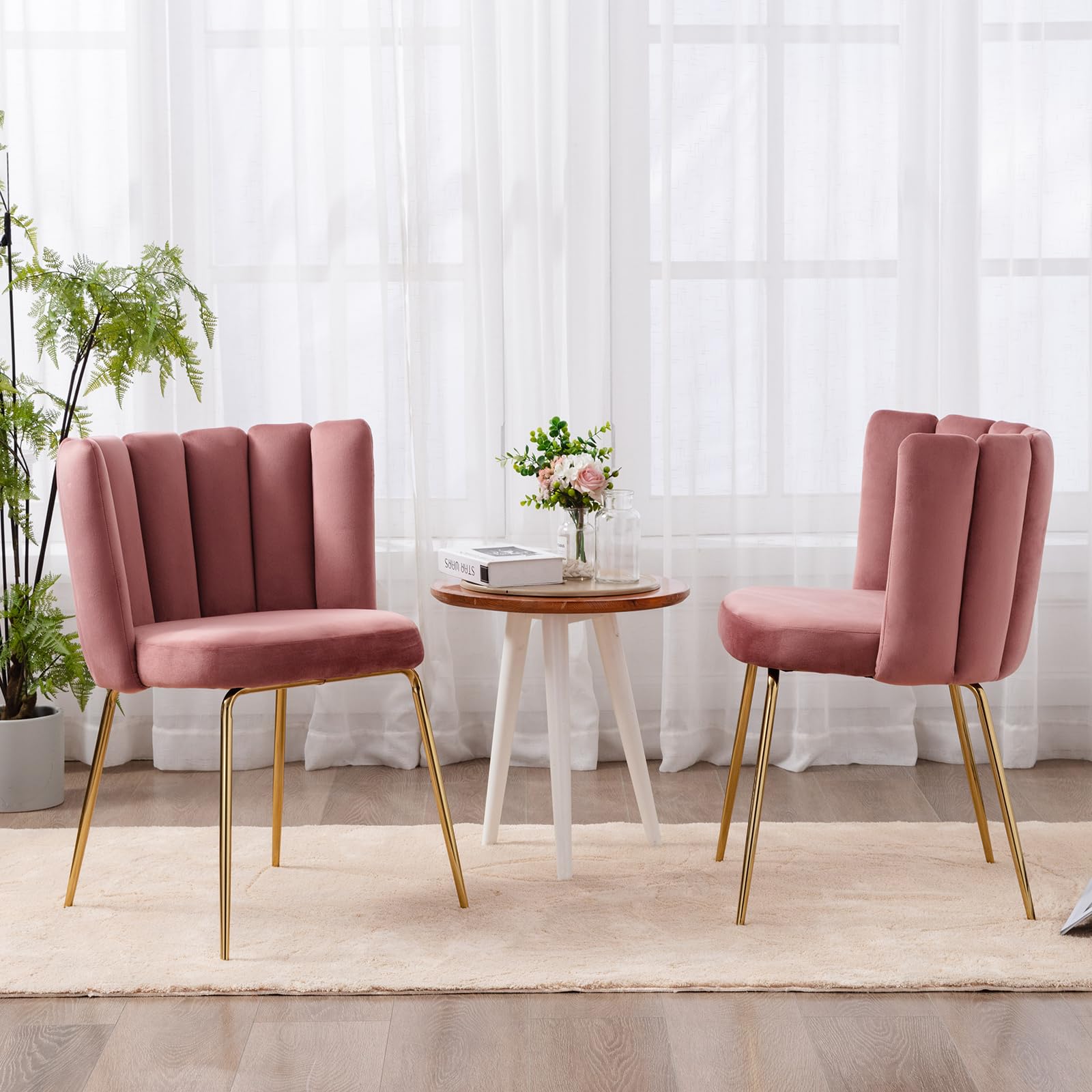 CHICAURA Modern Metal Legs Dining Chairs Set of 2 - 9029DC