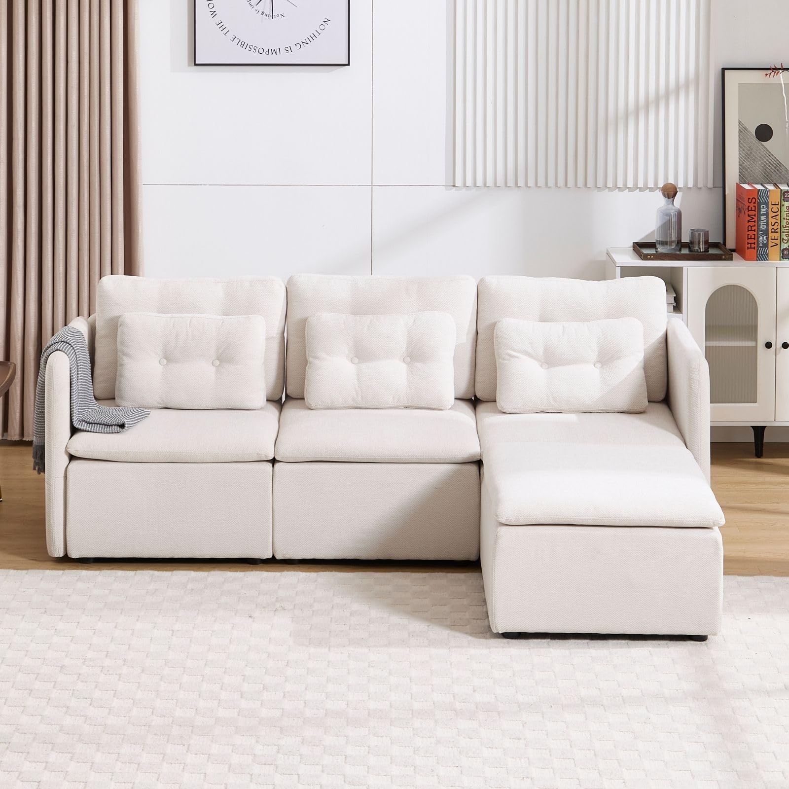 VESCASA Chenille 56.5" Modular Sectional Sofa with Waist Pillow - 90041SF