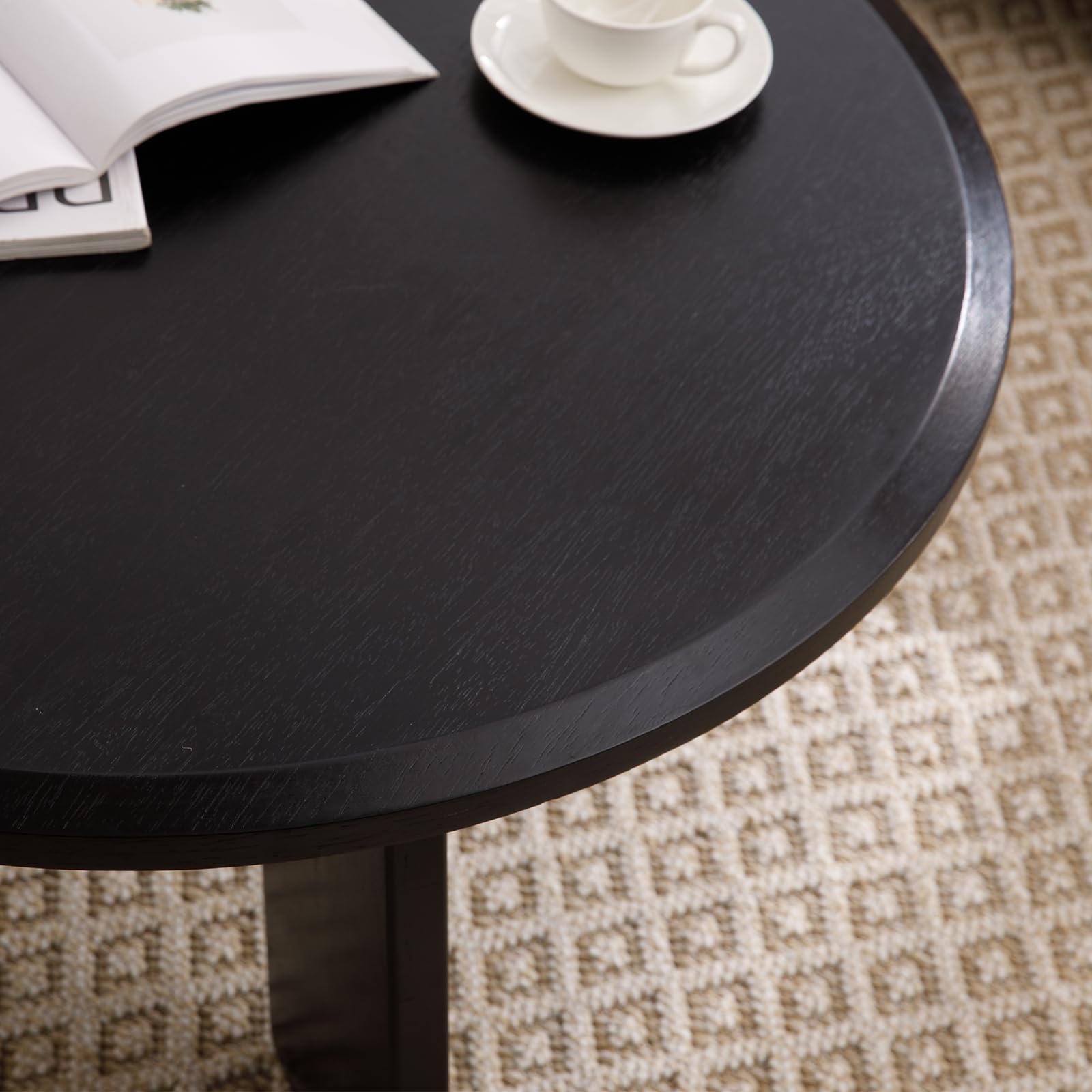 VESCASA Wood Black Round Coffee Table - XX12CT