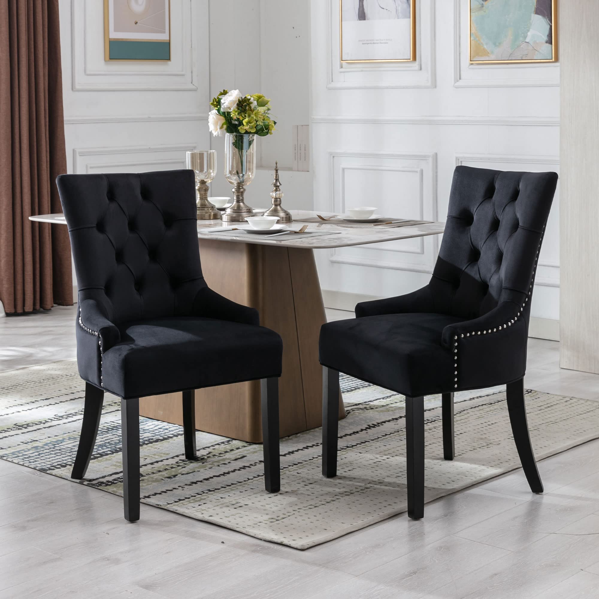 Kmax Tufted Velvet Kitchen Chairs Set of 2 - 8338DC