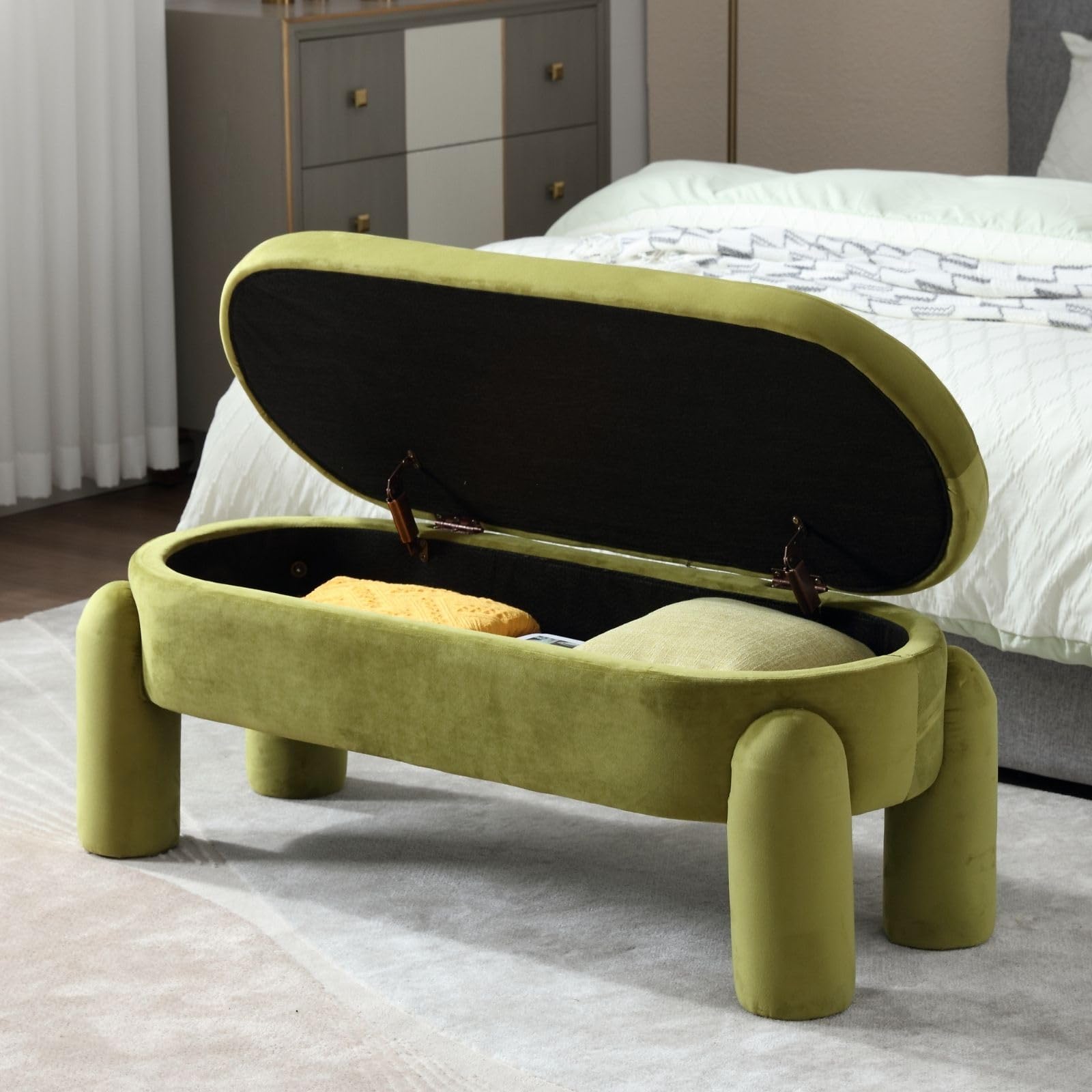 ROCITY Modern Upholstered Storage Bench - 2566BH