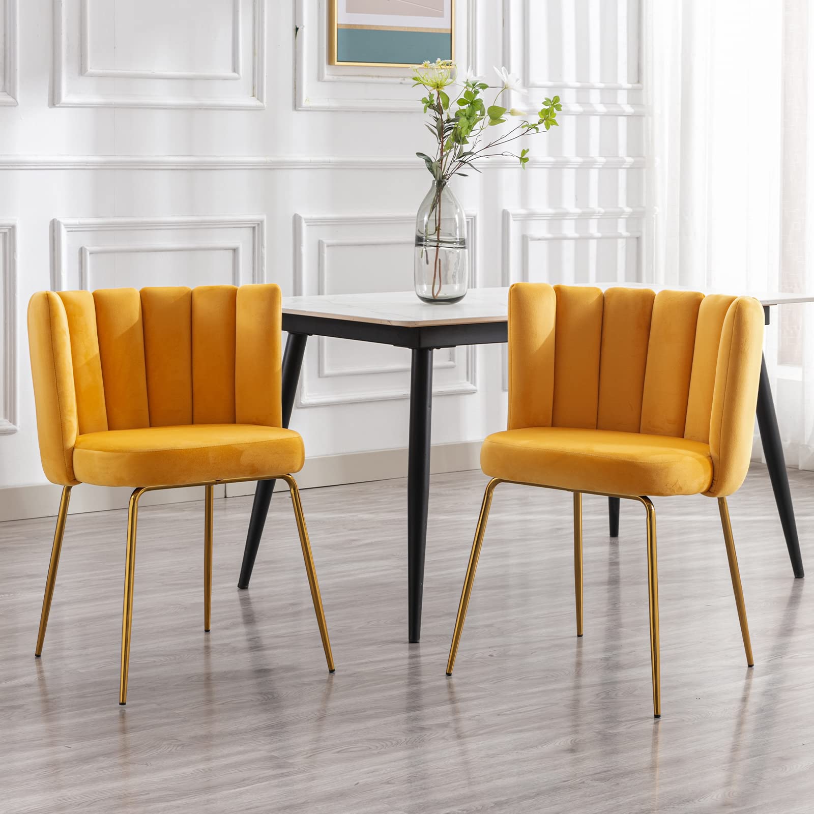 CHICAURA Modern Metal Legs Dining Chairs Set of 2 - 9029DC