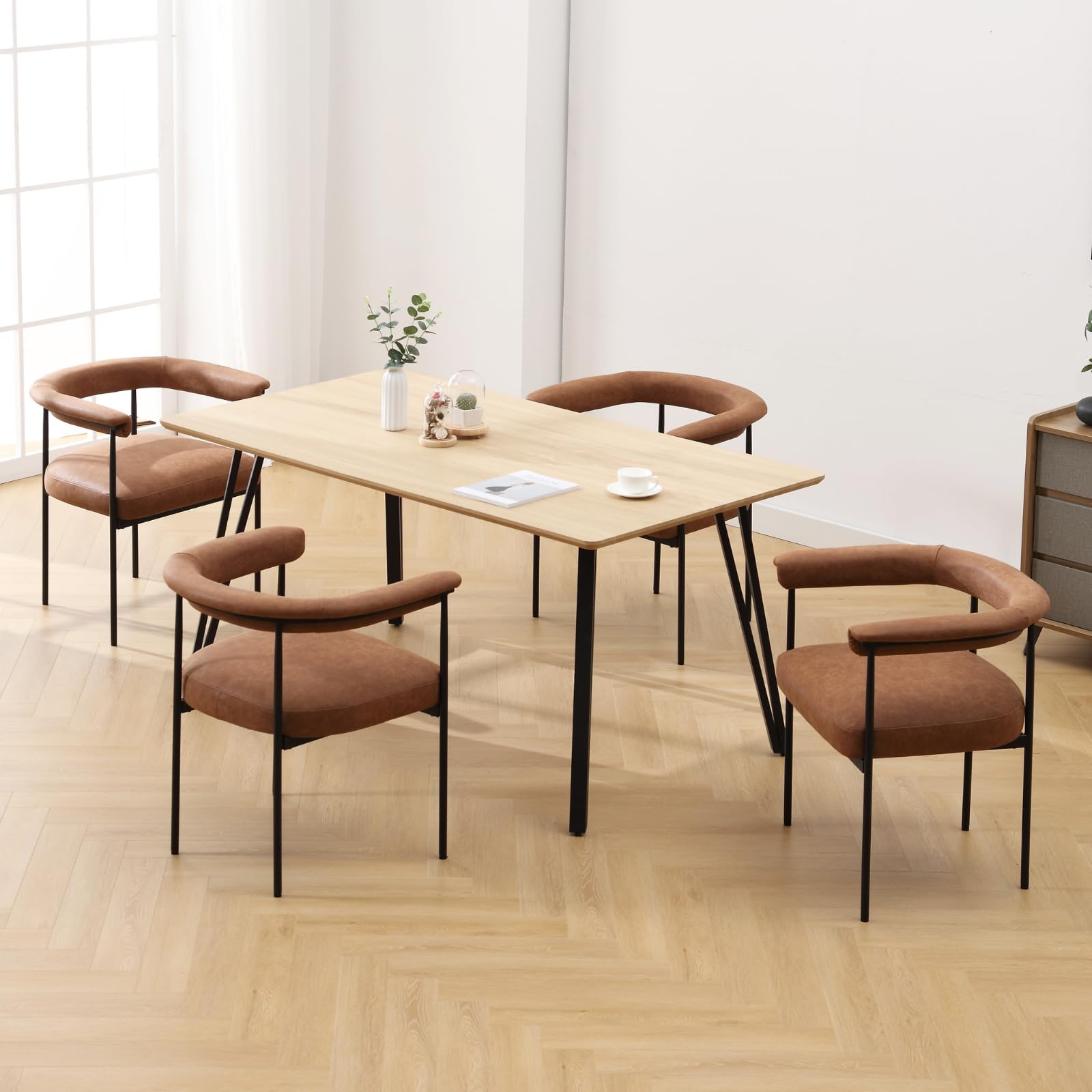 VESCASA Modern Barrel Black Dining Chairs Set of 2 - 3099DC