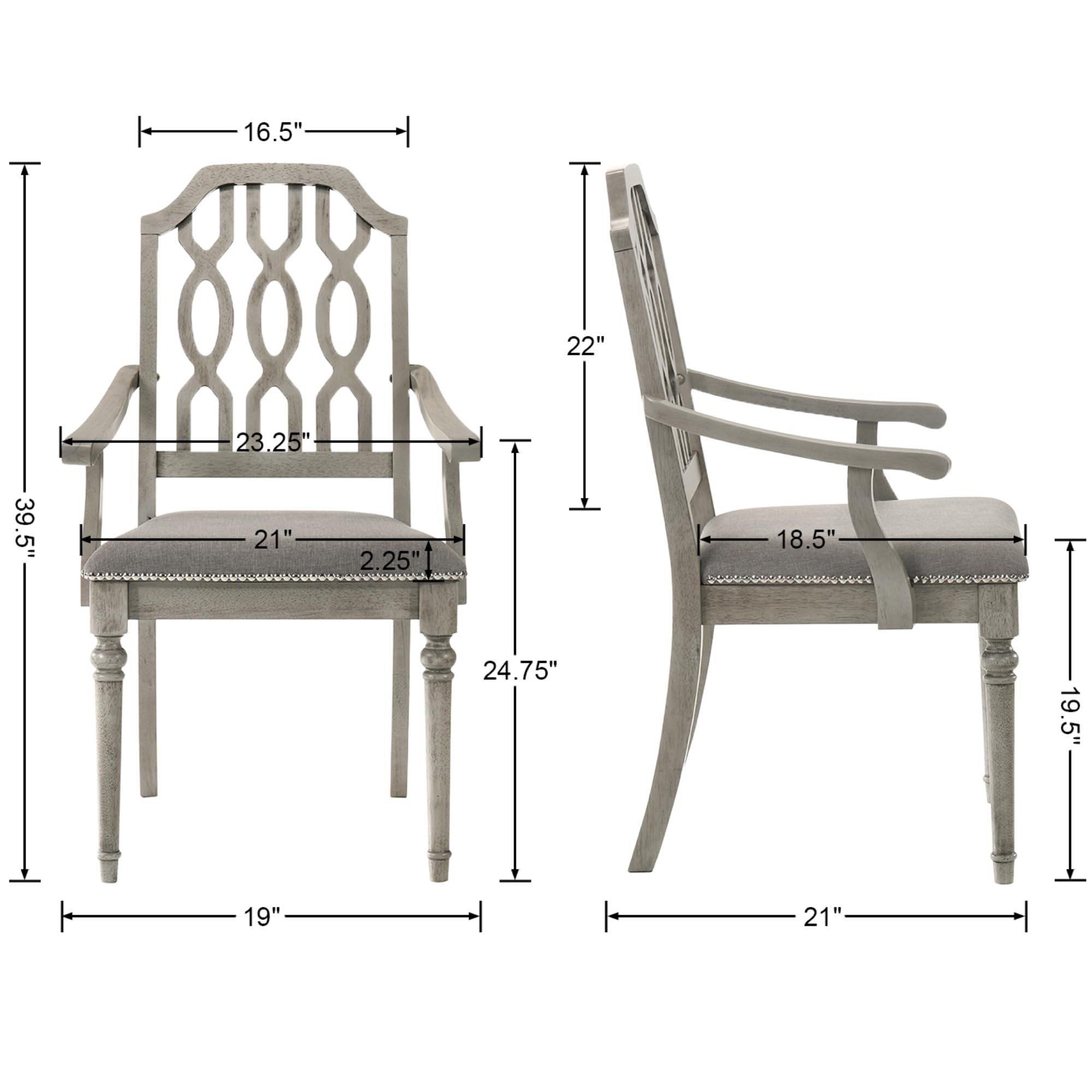 Kmax Farmhouse Rectangle Dining Chairs Set of 2 - 8171