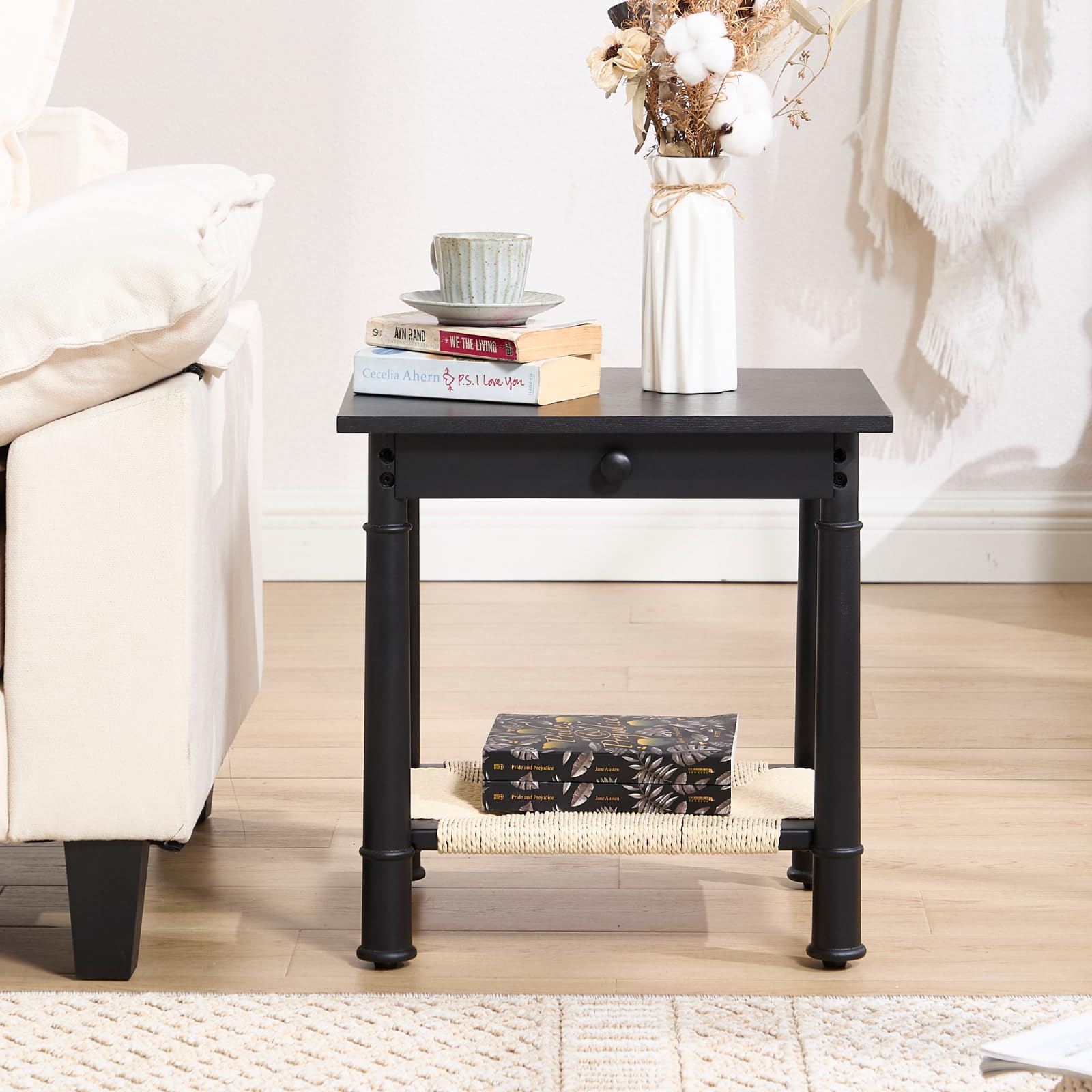 Janoray Farmhouse Square Side Table with Drawer - 22752ST