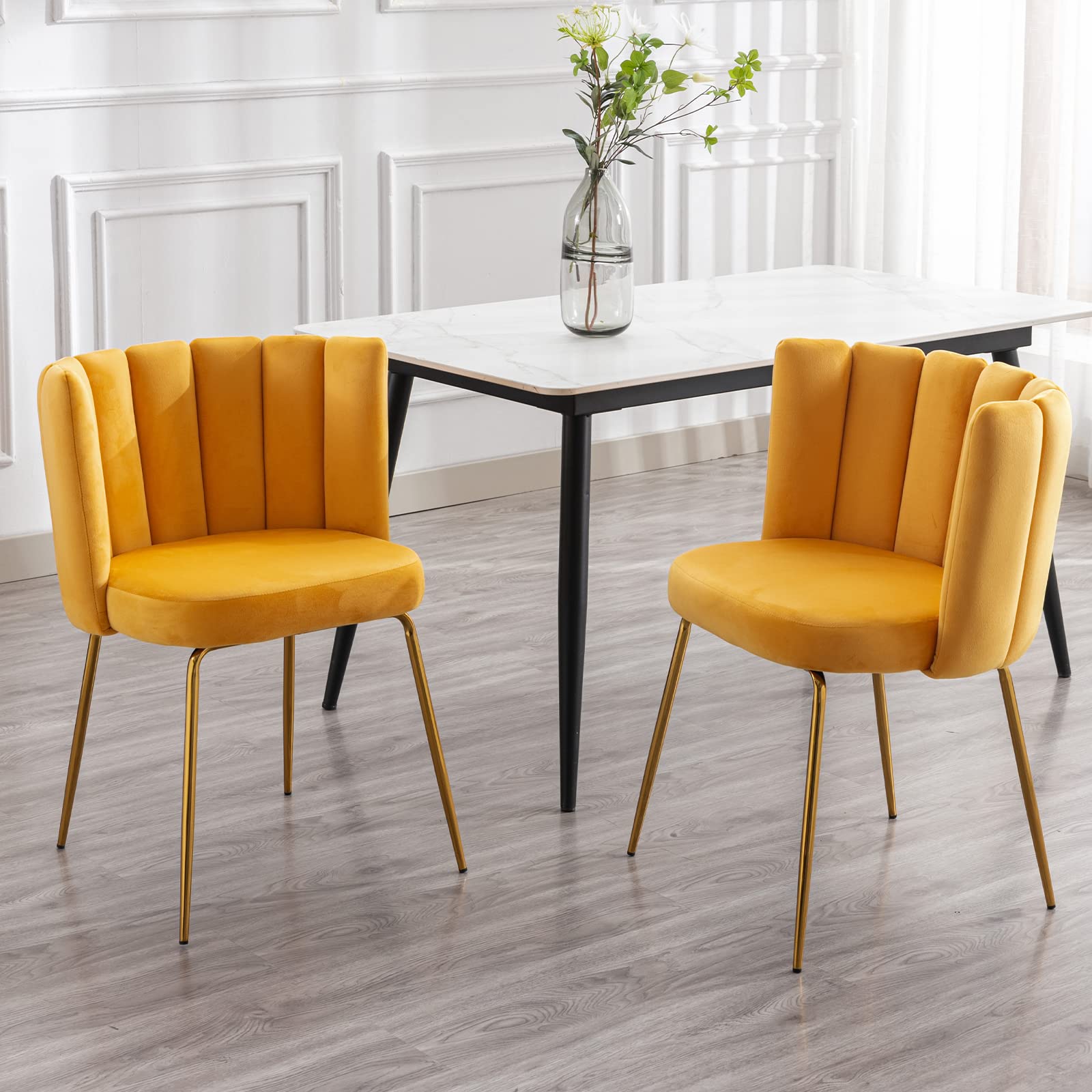 CHICAURA Modern Metal Legs Dining Chairs Set of 2 - 9029DC