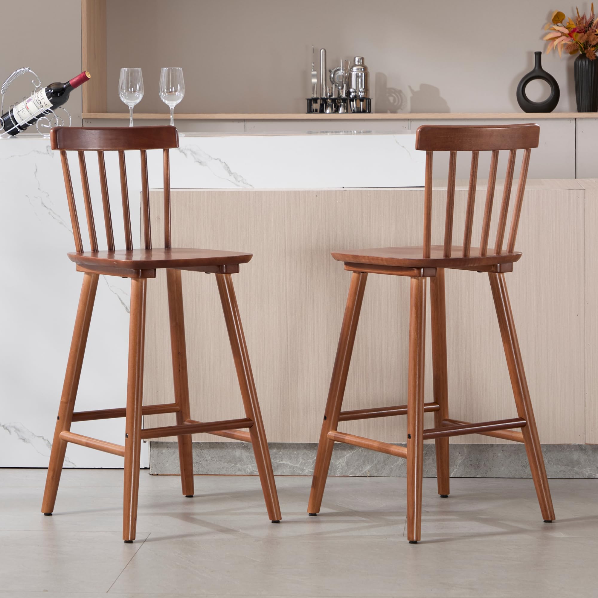 Janoray 26"H Wooden Barstools Bar Stools Set of 2 - X021CS