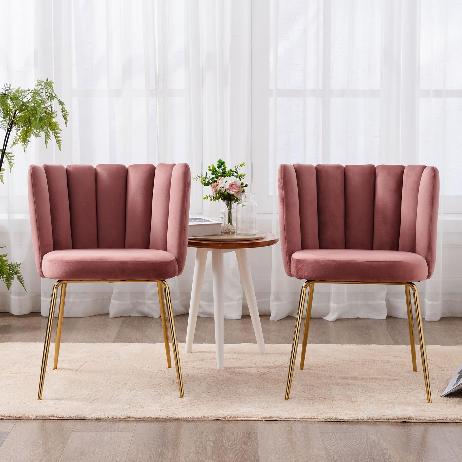 CHICAURA Modern Metal Legs Dining Chairs Set of 2 - 9029DC