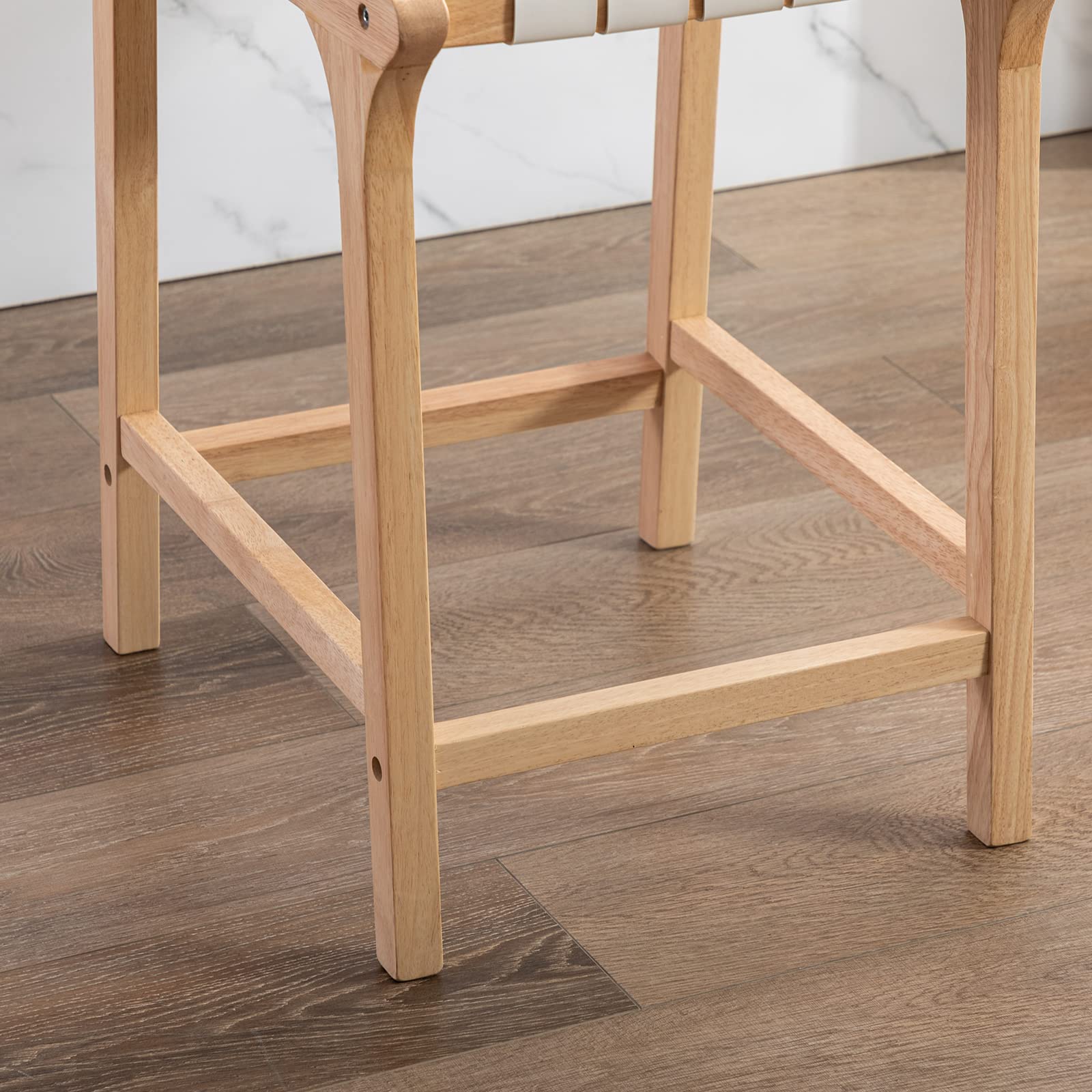 Janoray Leather Woven Strap Seat Counter Stools Set of 2 - 5703CS