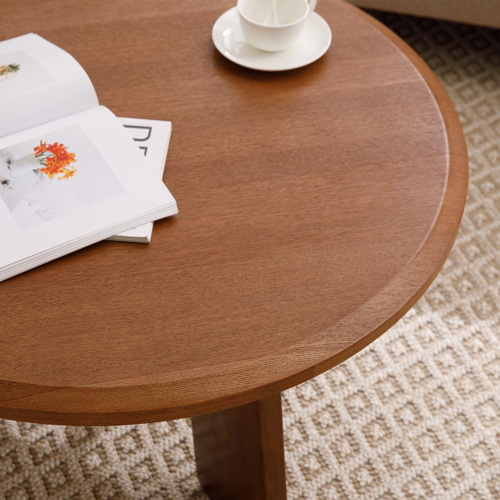 VESCASA Wood Black Round Coffee Table - XX12CT