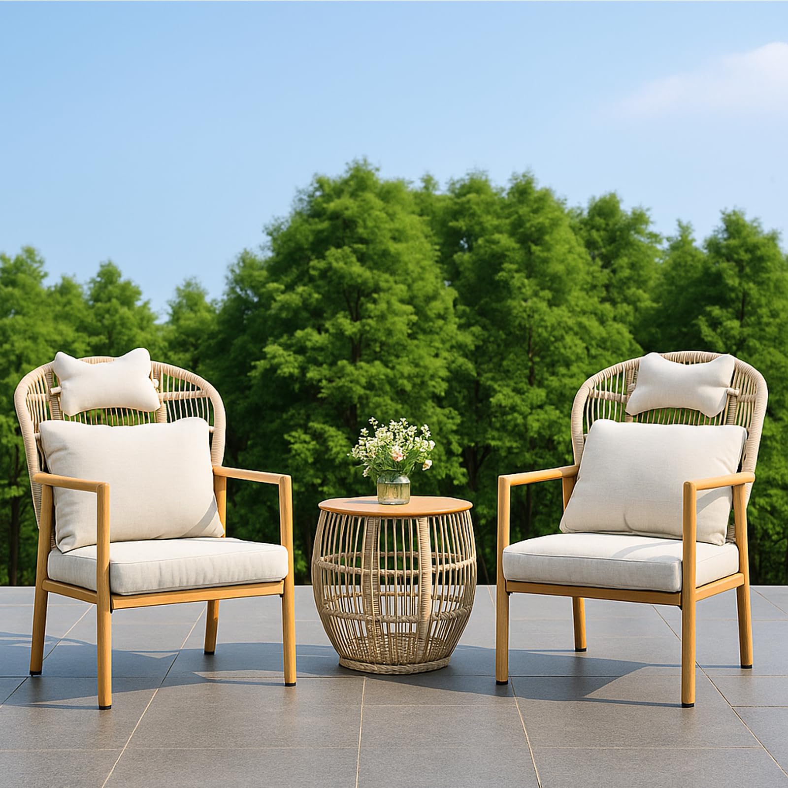 Outdoor Furniture Set with Storage Table 3 PCS - 25001SE