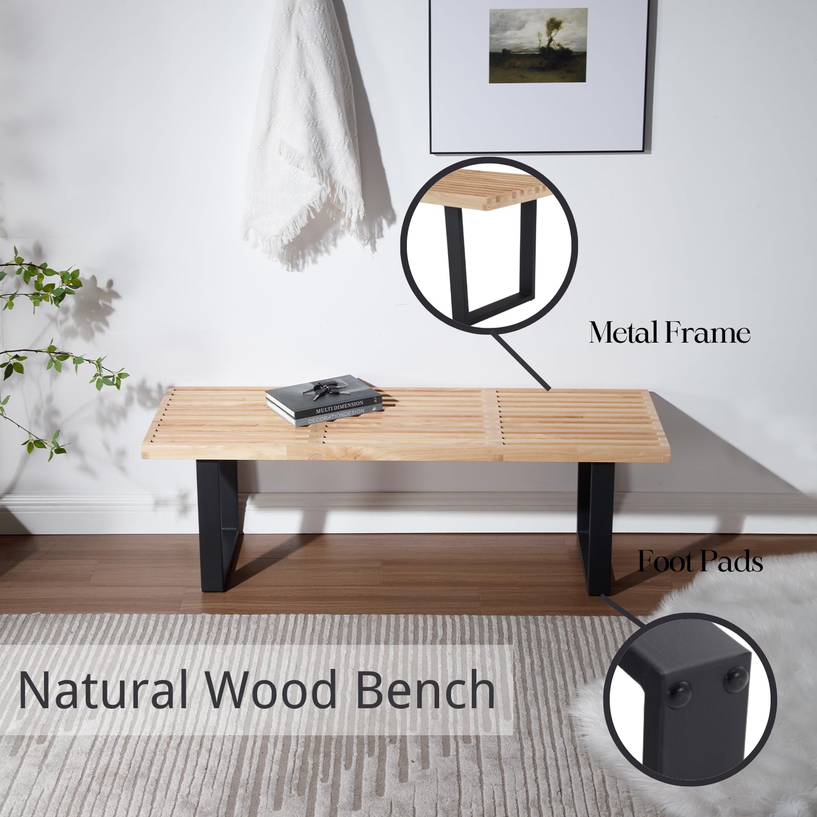 CIMOTA 55"W Natural Wood Entryway Bench - XXX9BH