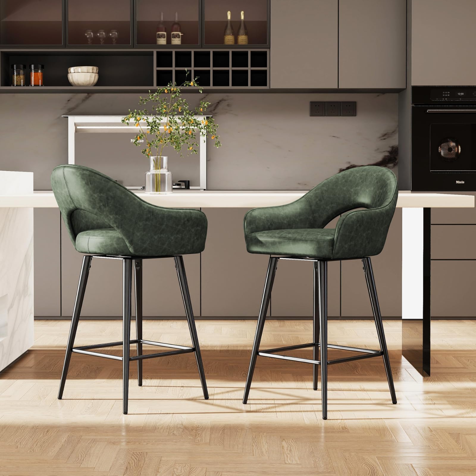 ROCITY 27"H Swivel Upholstered Counter Stools Set of 2 - 2310CS