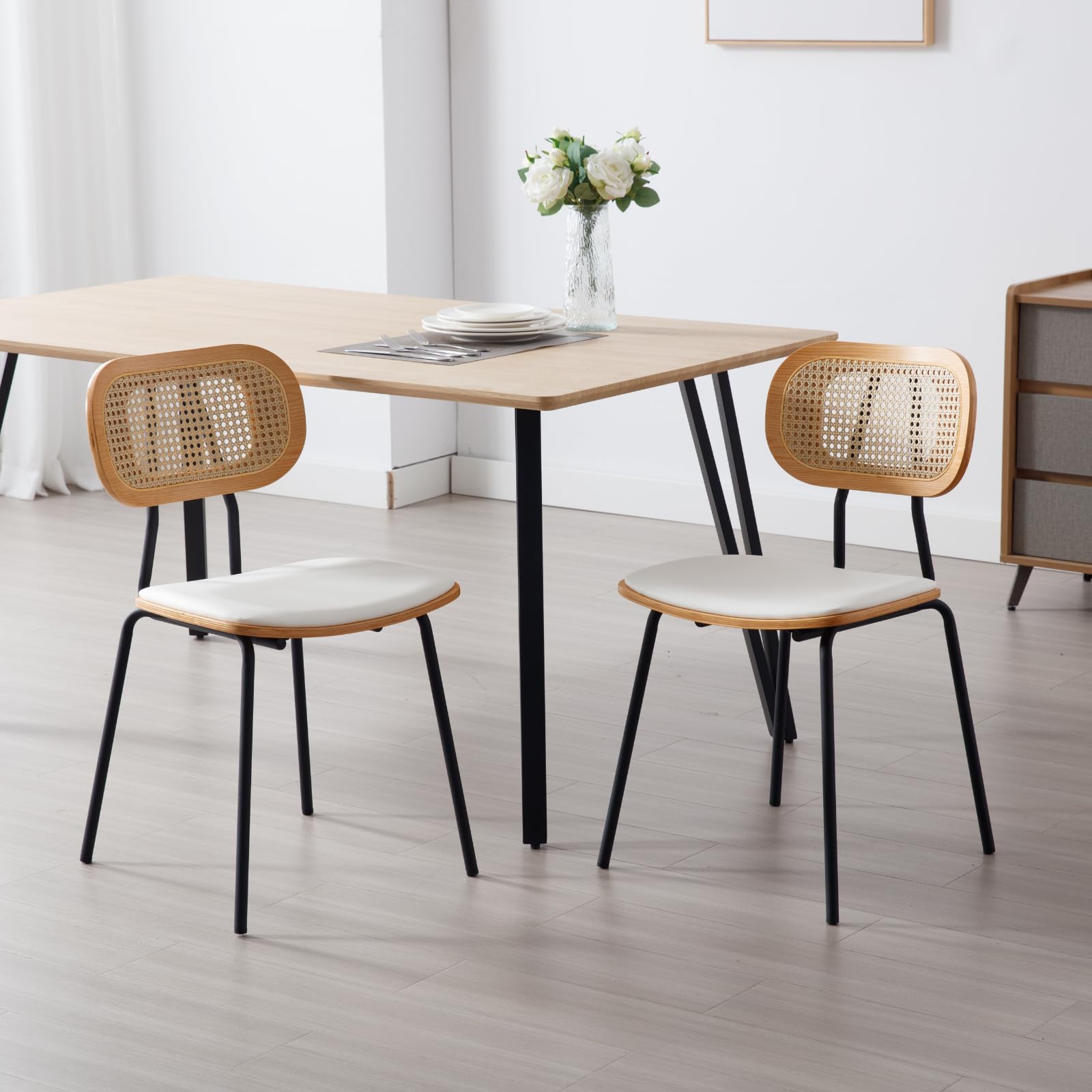 Kmax Rattan Back Dining Chairs Set of 2 - 6647DC