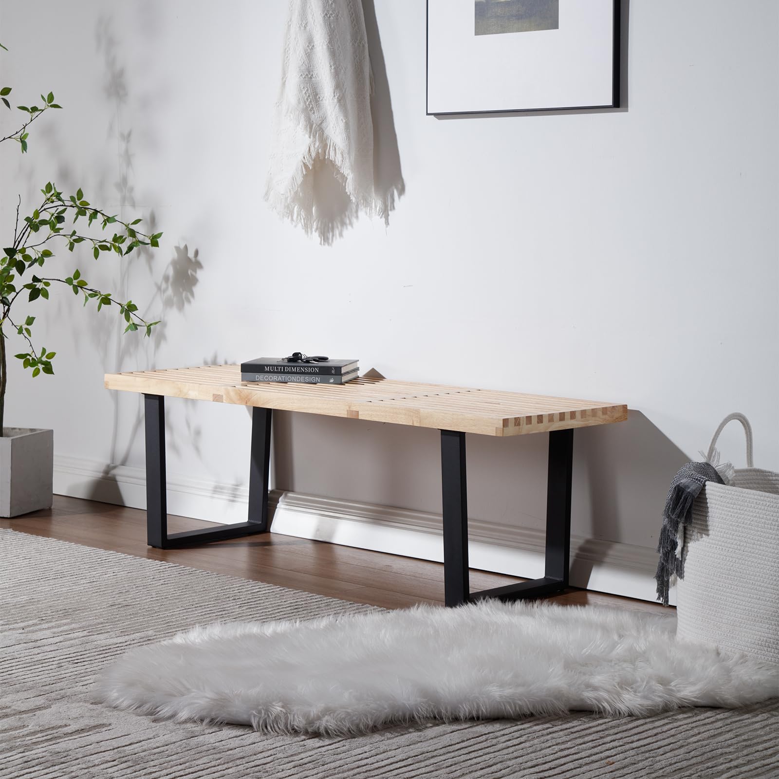 CIMOTA 55"W Natural Wood Entryway Bench - XXX9BH