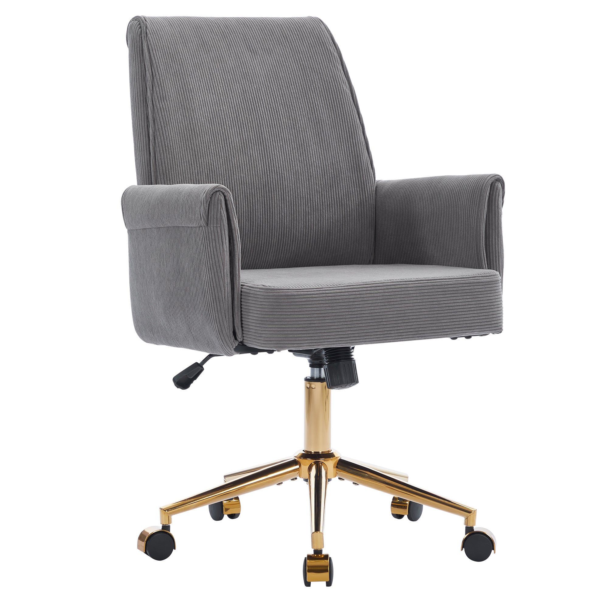 Modern Corduroy Office Chair with Gold Base