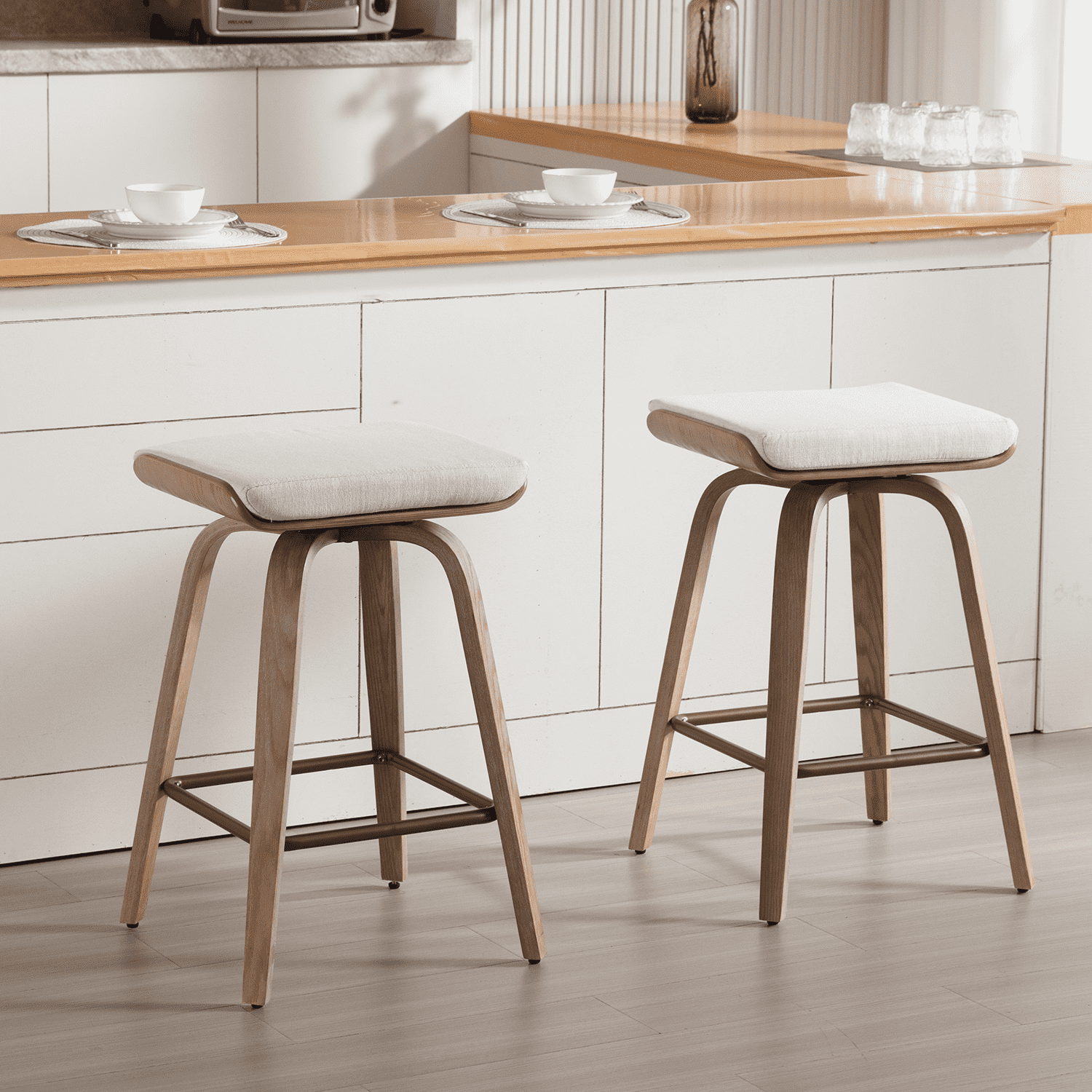 CIMOTA 26" Backless Swivel Counter Stools Set of 2 - 1710CS