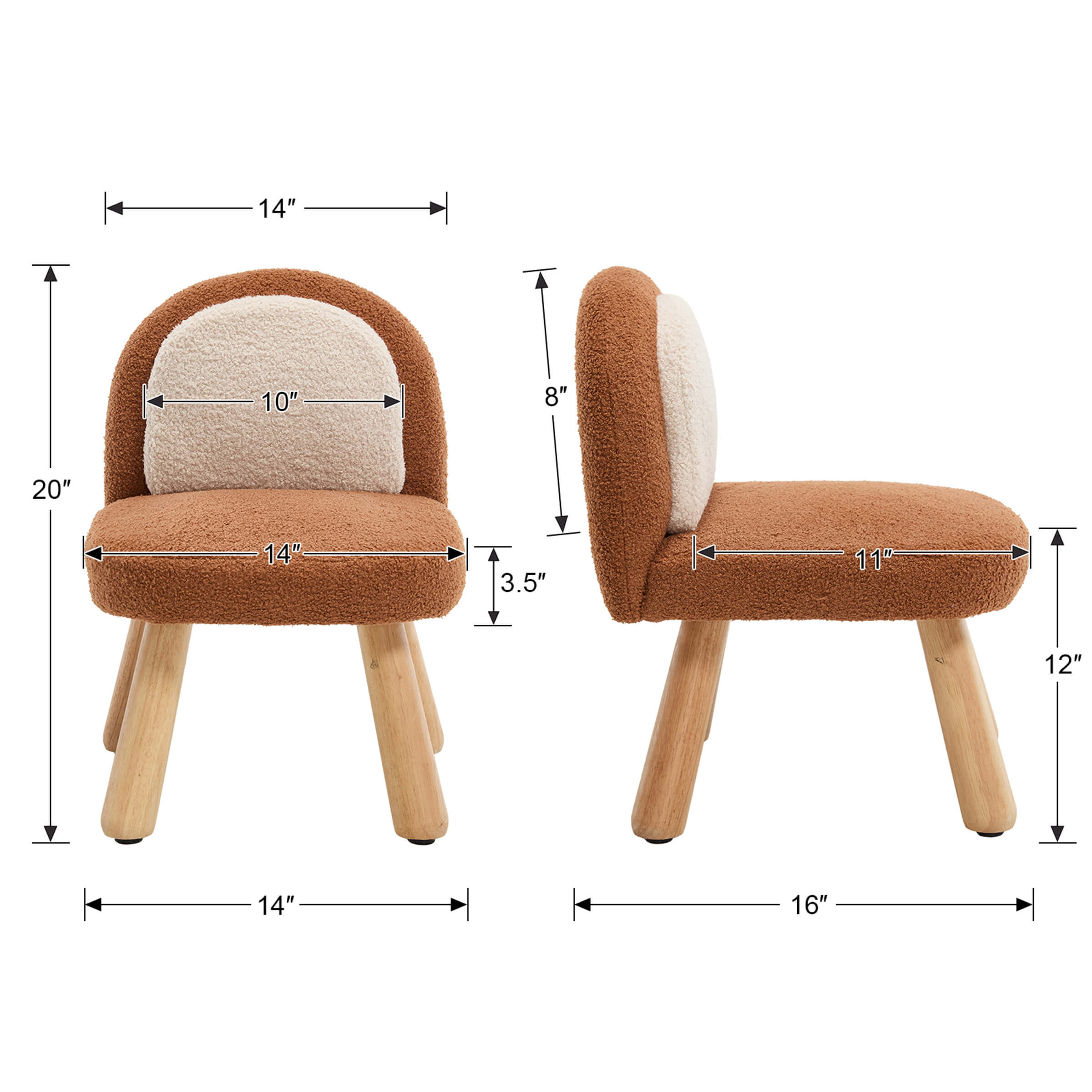 KMAX Soft Round Shape Sherpa Kids Chair - 4016KC