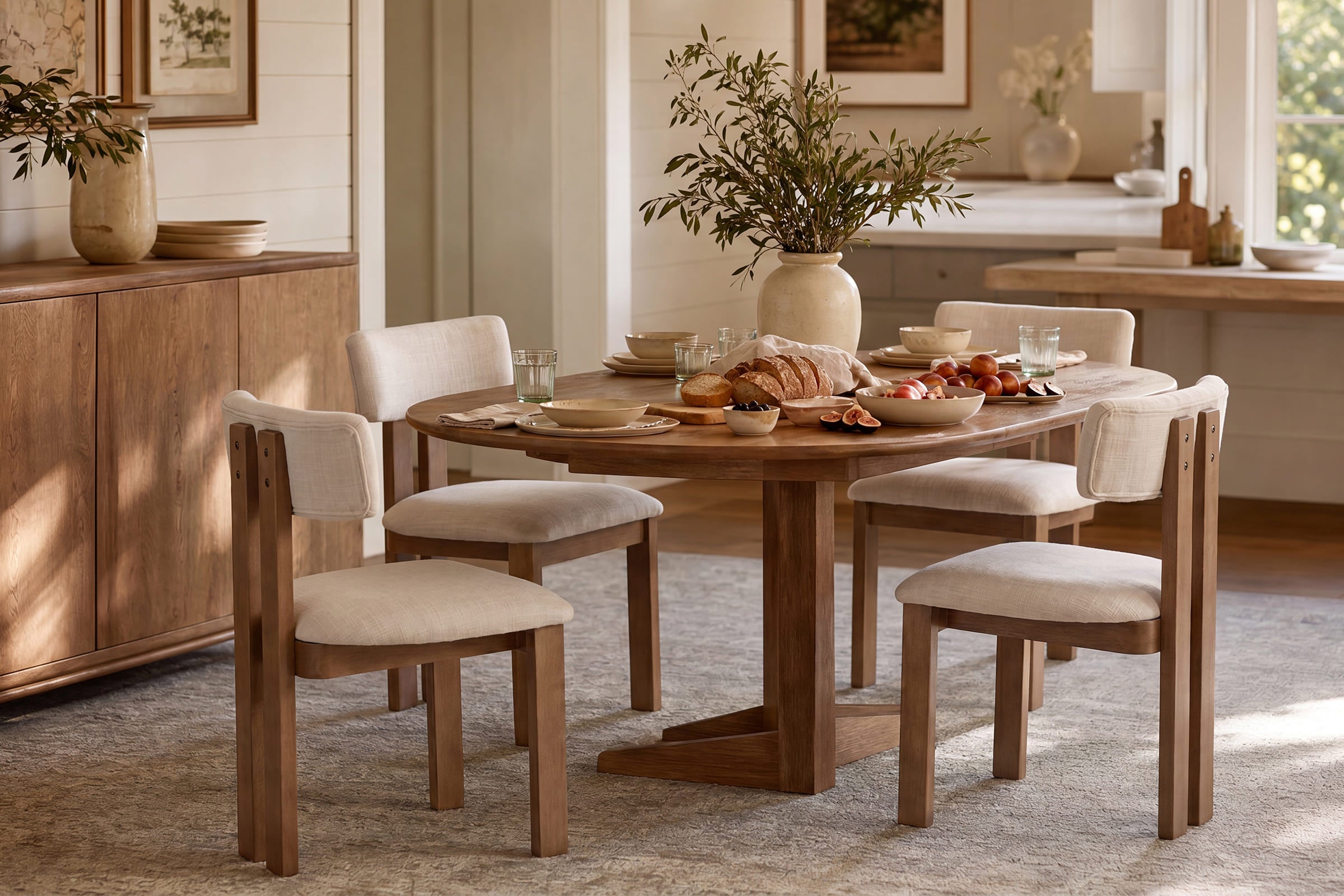 Upholstered Wooden Legs Dining Chairs Set of 2 - 10014DC