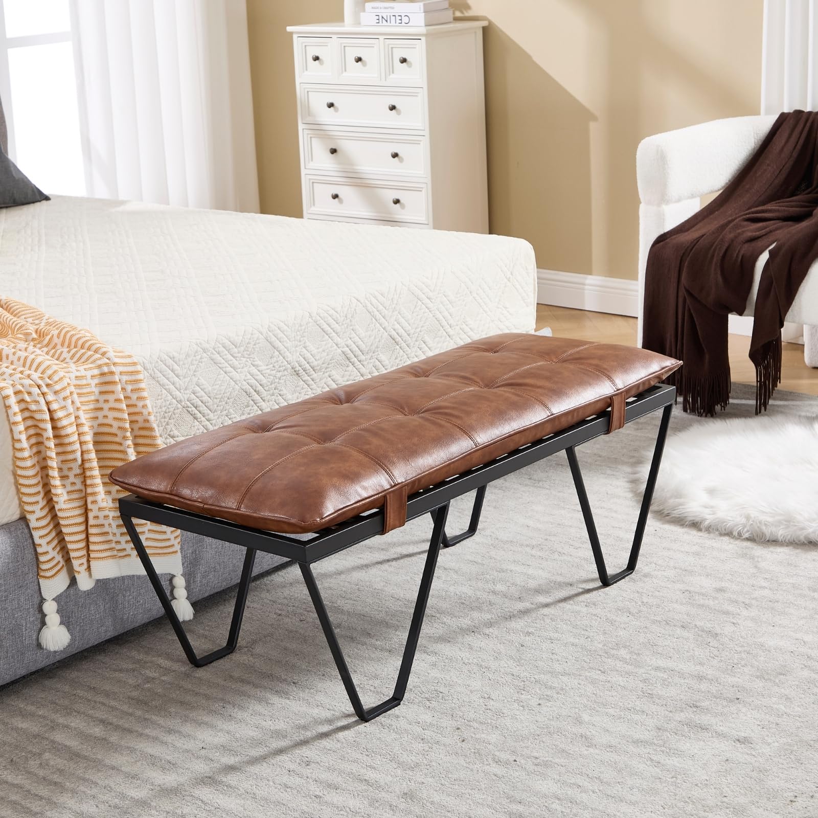 ROCITY 49" Modern Industrial Entryway Bench - 5005BH