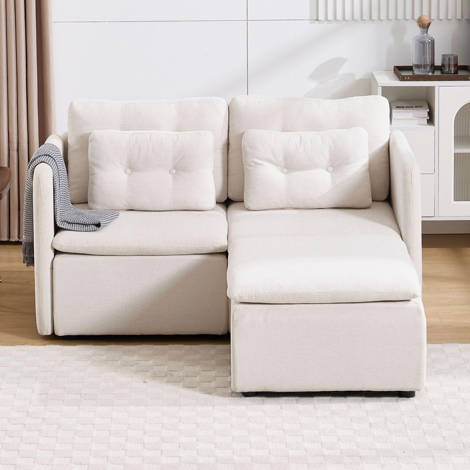 VESCASA Chenille 56.5" Modular Sectional Sofa with Waist Pillow - 90041SF