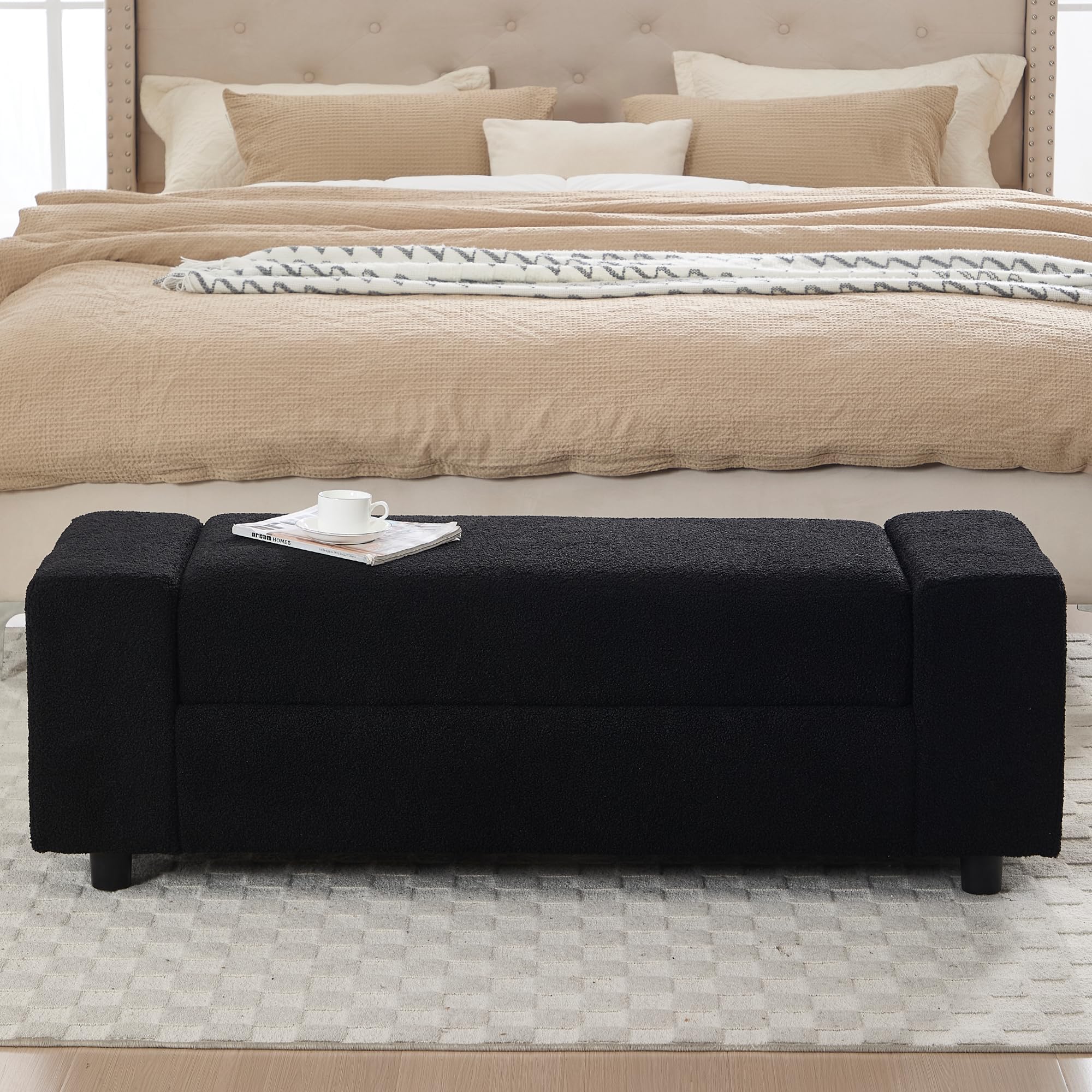 ROCITY 55" Upholstered Storage Bench for Entryway and Bedroom - 7060BH