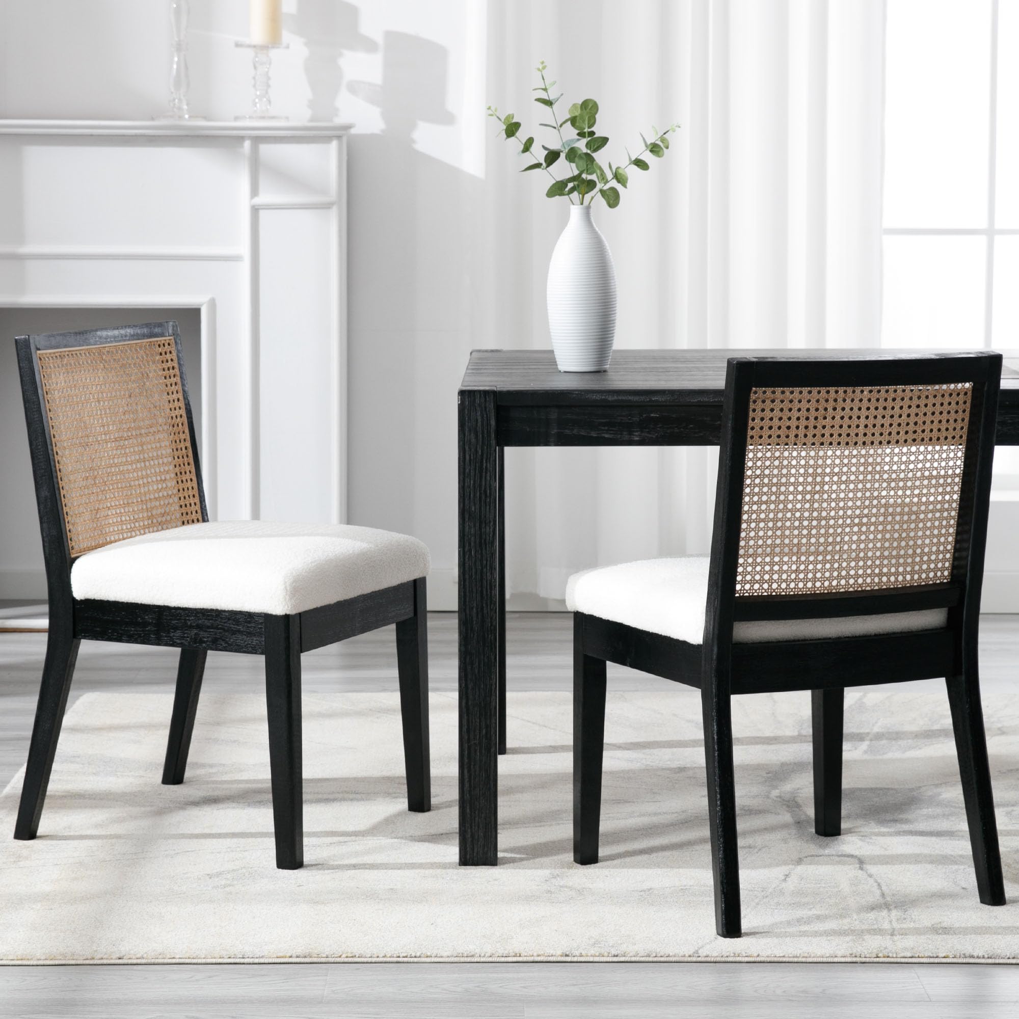 CIMOTA Square Rattan Back Dining Chairs Set of 2 - 1932DC