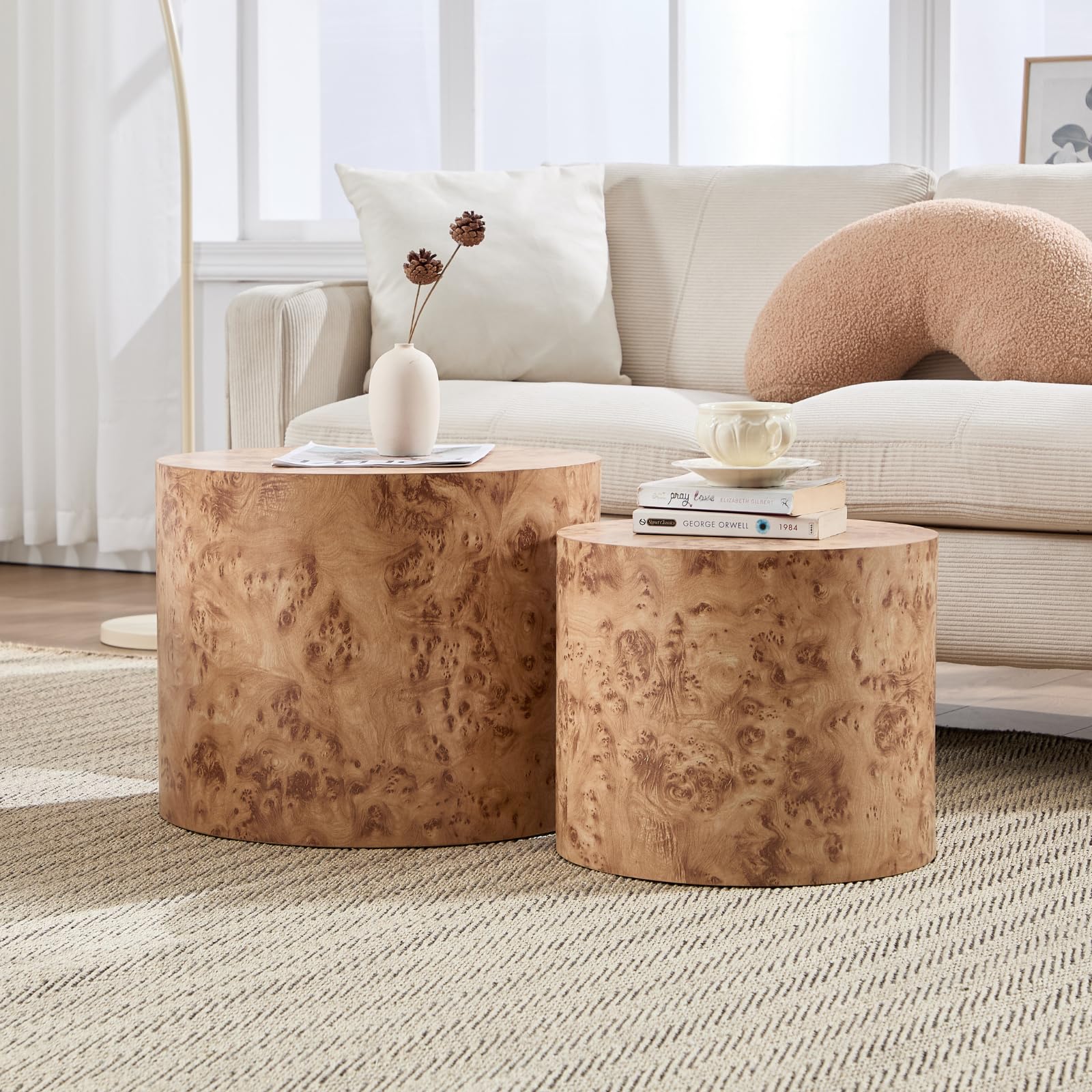 CIMOTA Round Wood Nesting Coffee Table Set of 2 - 24060CT