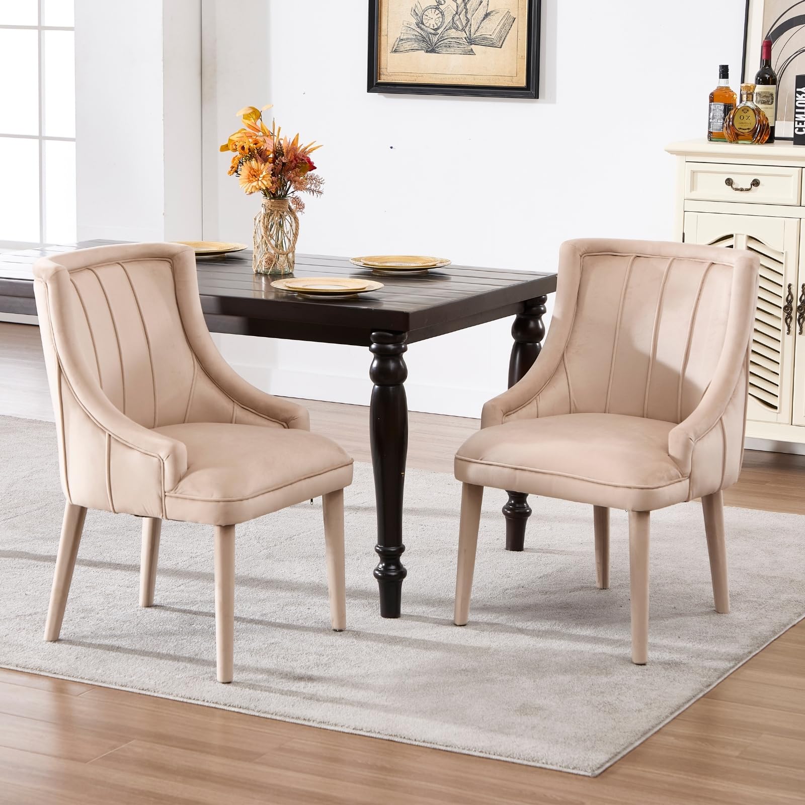 ZH4YOU Tufted Velvet Dining Room Chairs Set of 2 - 10060DC