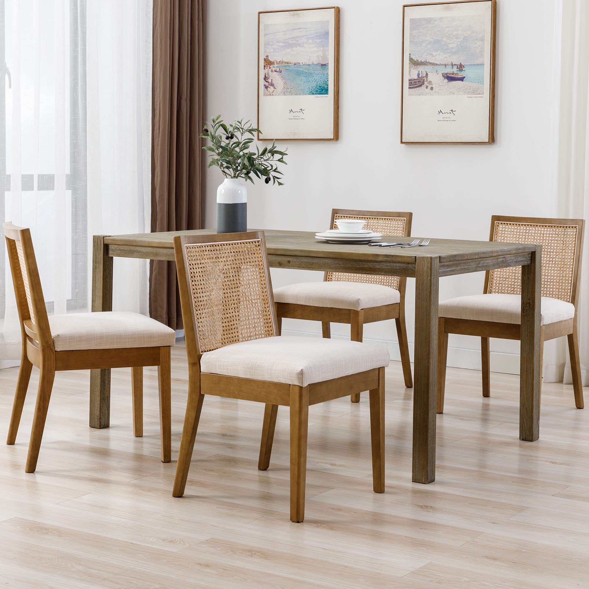 CIMOTA Square Rattan Back Dining Chairs Set of 2 - 1932DC