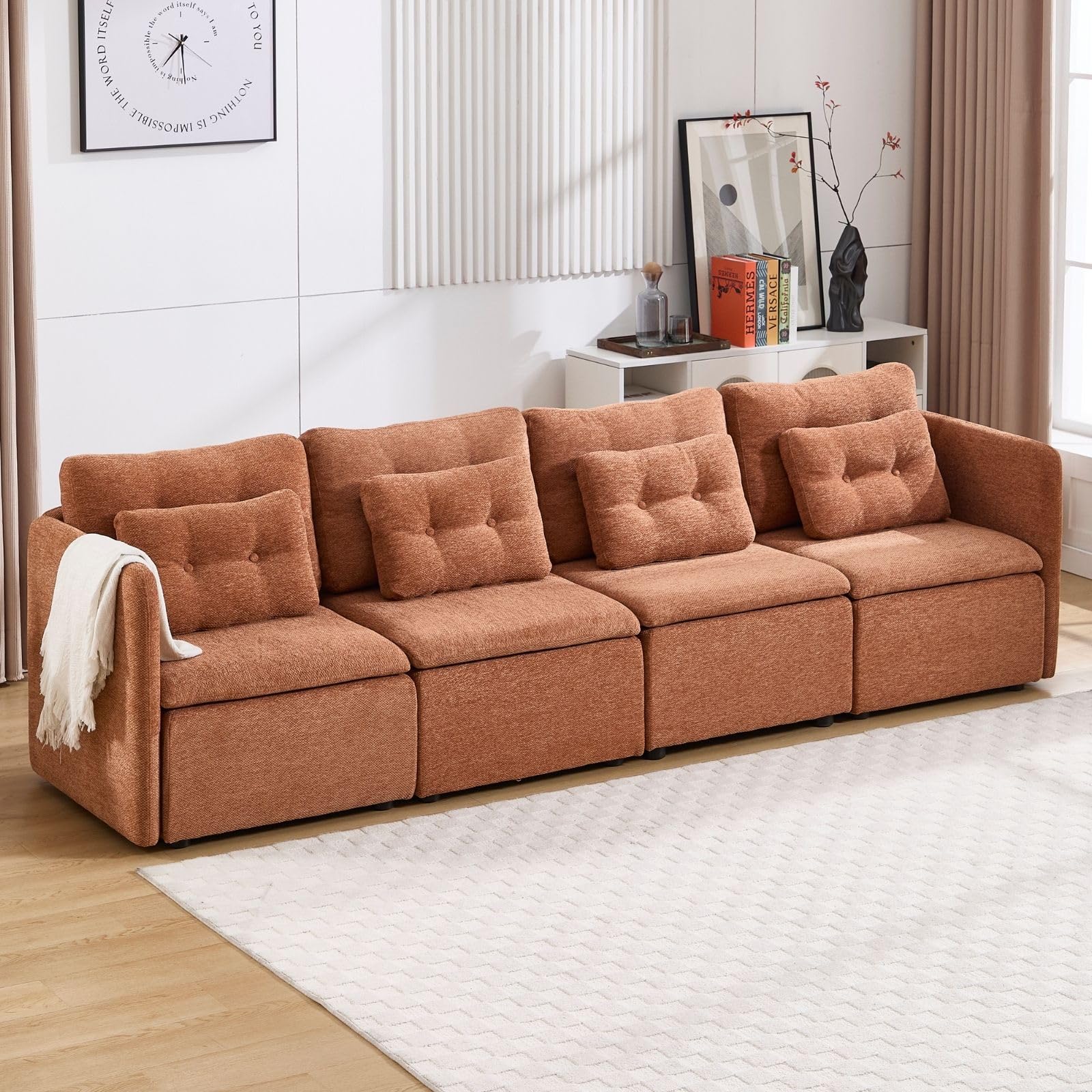 VESCASA Chenille 56.5" Modular Sectional Sofa with Waist Pillow - 90041SF