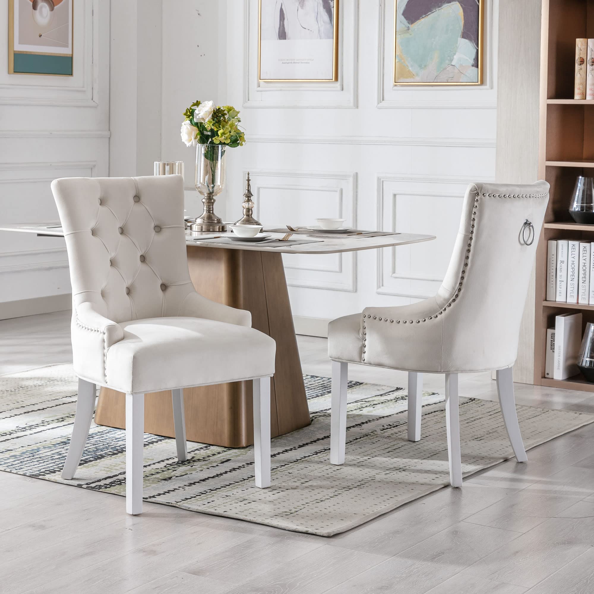 Kmax Tufted Velvet Kitchen Chairs Set of 2 - 8338DC