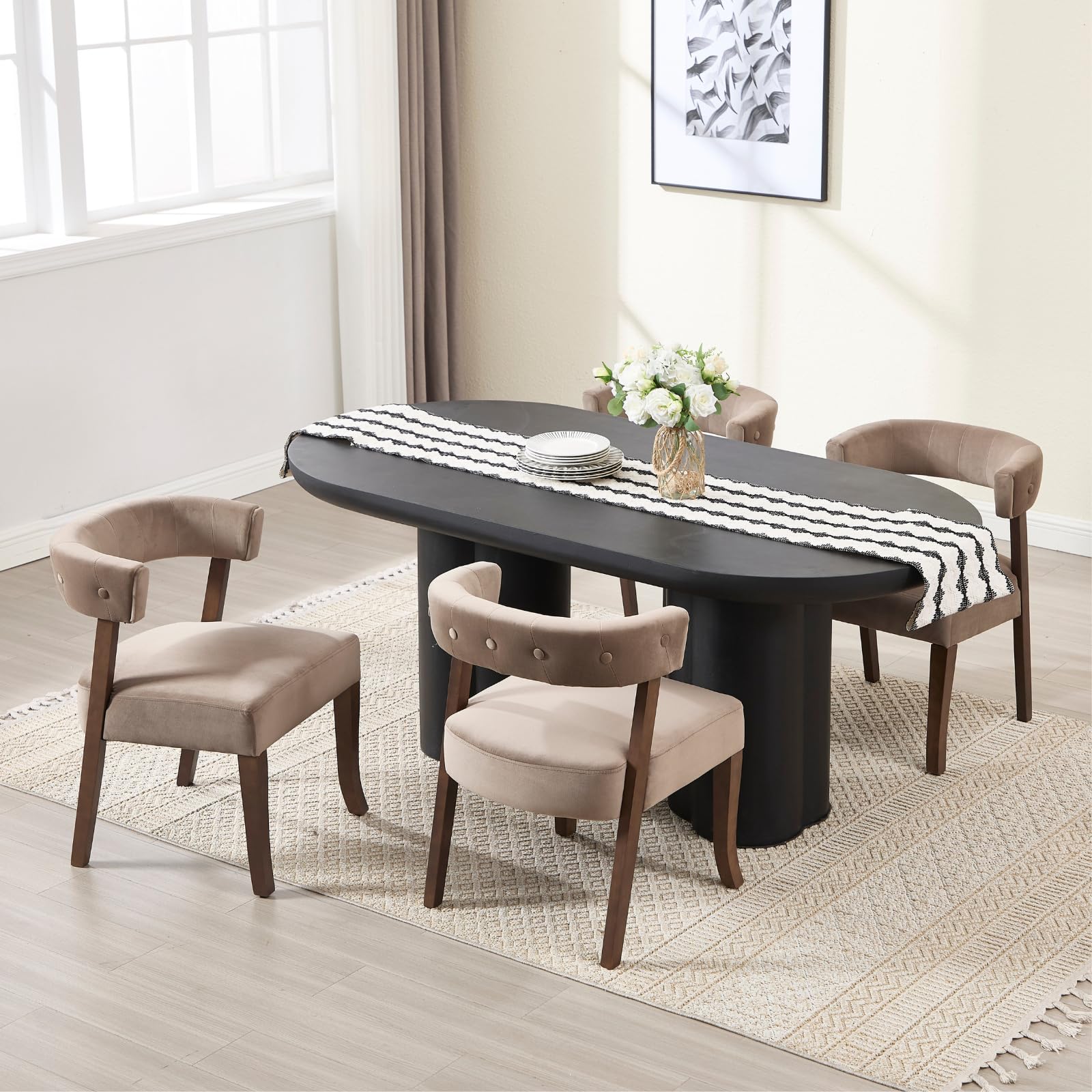 ZH4YOU Armless Curved Back Dining Chairs Set of 2 - 10041DC